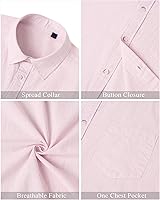 Vista 35 de J.VER Camisas de manga corta de lino y algodón para hombre, estilo informal, ligeras, con botones, para vacaciones, playa y verano, con bolsillo