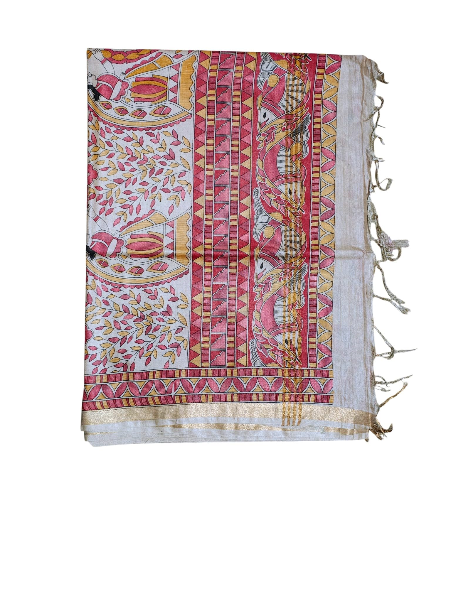 Block Print Saree with unstitched Blouse Piece for Women & Girls | Cotton Silk Saree for Women | Madhubani Print Saree-image-27