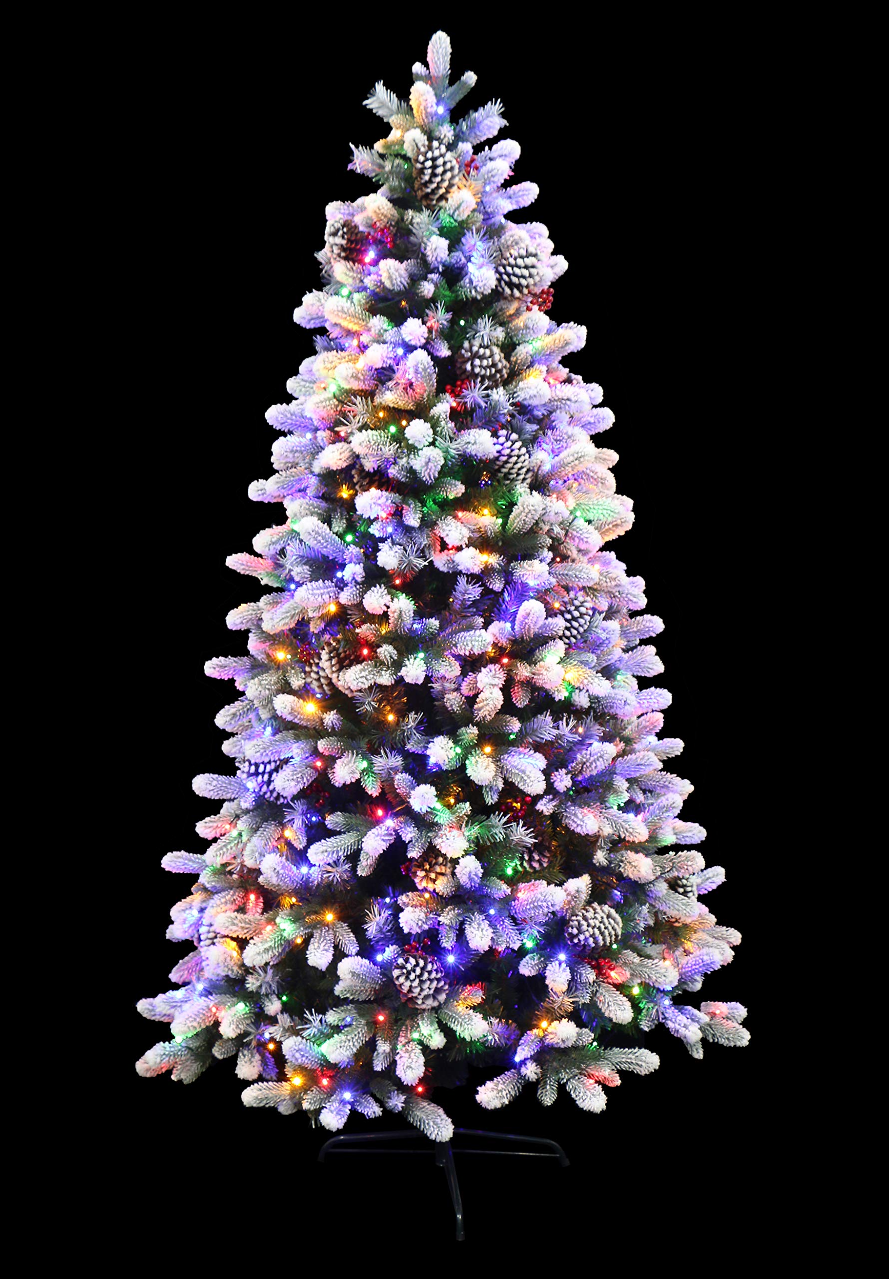 6' Pre-lit Dual Color LED Frosted Winter Spruce Flocked Christmas Tree