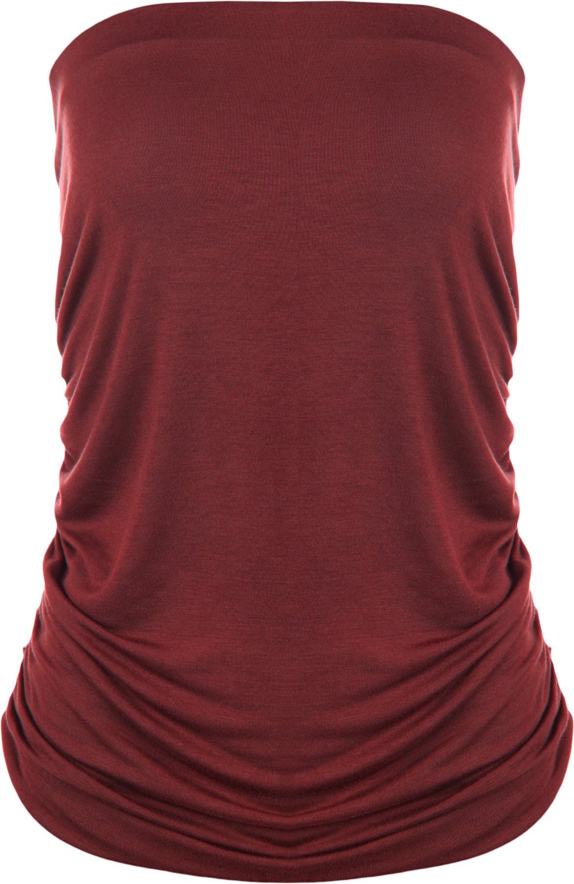 WearAll Plus Size Womens Plain Wine Bandeau Strapless Ladies Boob Tube Top - Wine - 24-26
