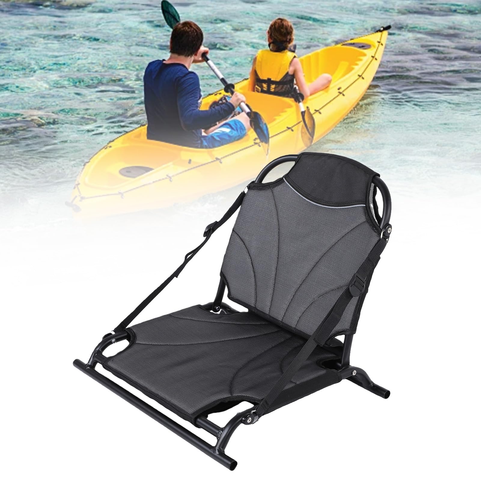 banapoy Aluminiowa Rama Siedzisko Kajakowe, Składane Siedzisko Kajakowe z Regulowanym Paskiem, Paddleboardu ze Składanym Oparciem, do Kajakarstwa, Kajakarstwa, Wioślarstwa