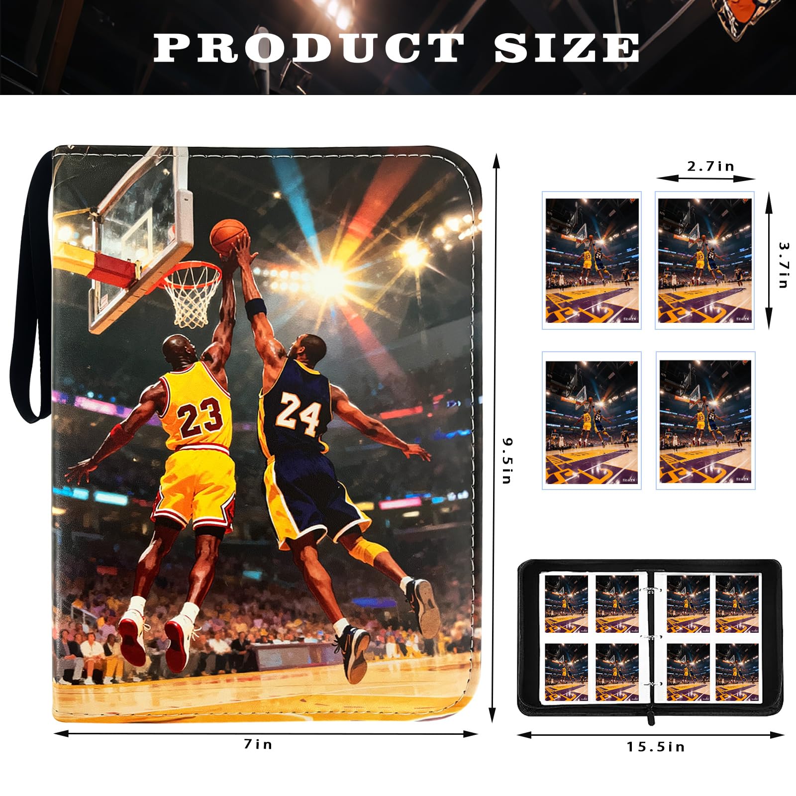 Carpeta de tarjetas de baloncesto con 400 bolsillos, soporte para tarjetas de intercambio, álbum de coleccionistas, carpeta de tarjetas de intercambio, 4 bolsillos con 50 fundas extraíbles