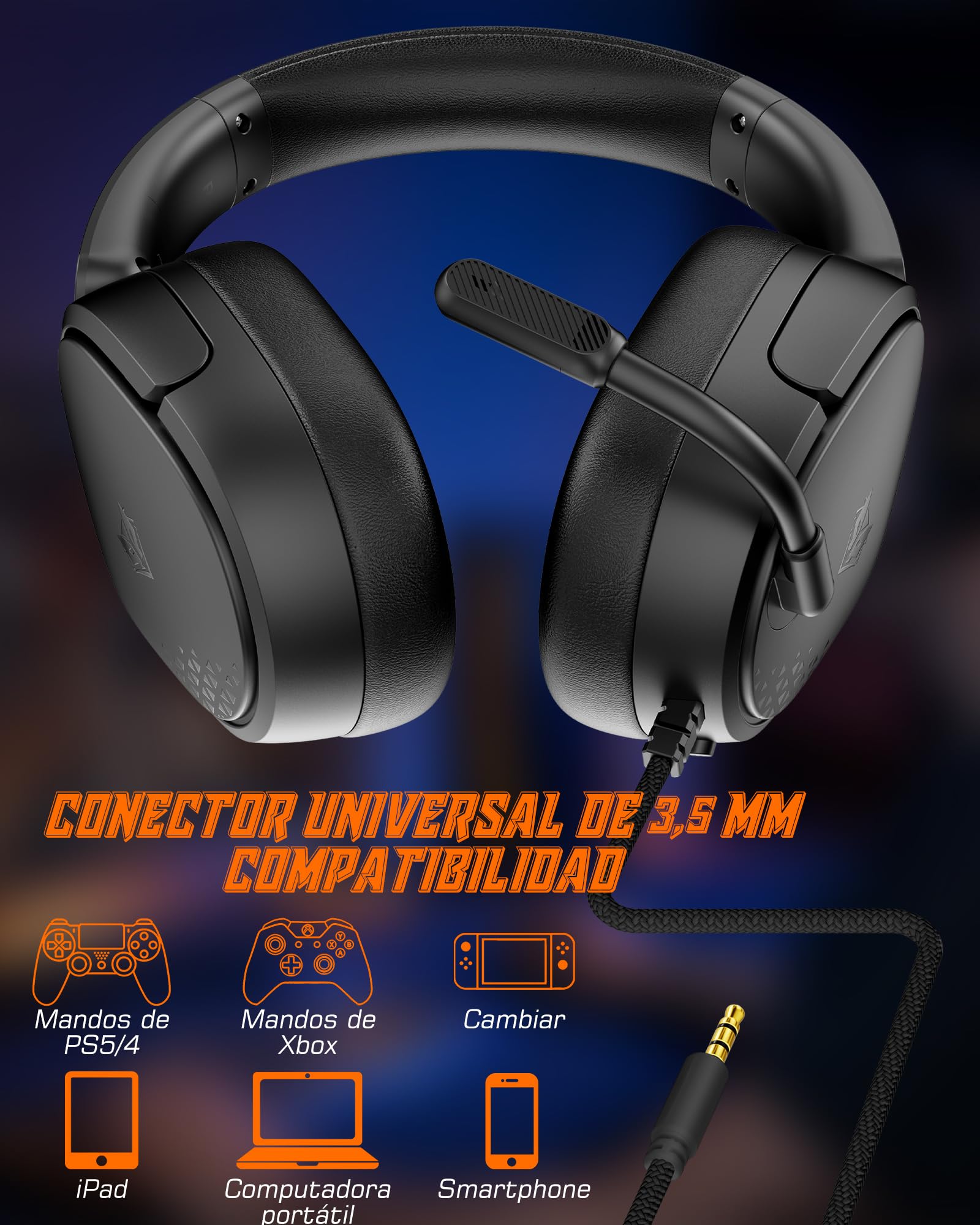 NUBWO Auriculares PS5 para PS4, PS5, PC, NS, Xboxone, Auriculares con Micrófono, Auriculares Gaming con Micrófono, Auriculares con Cancelación de Ruido con Clavija de