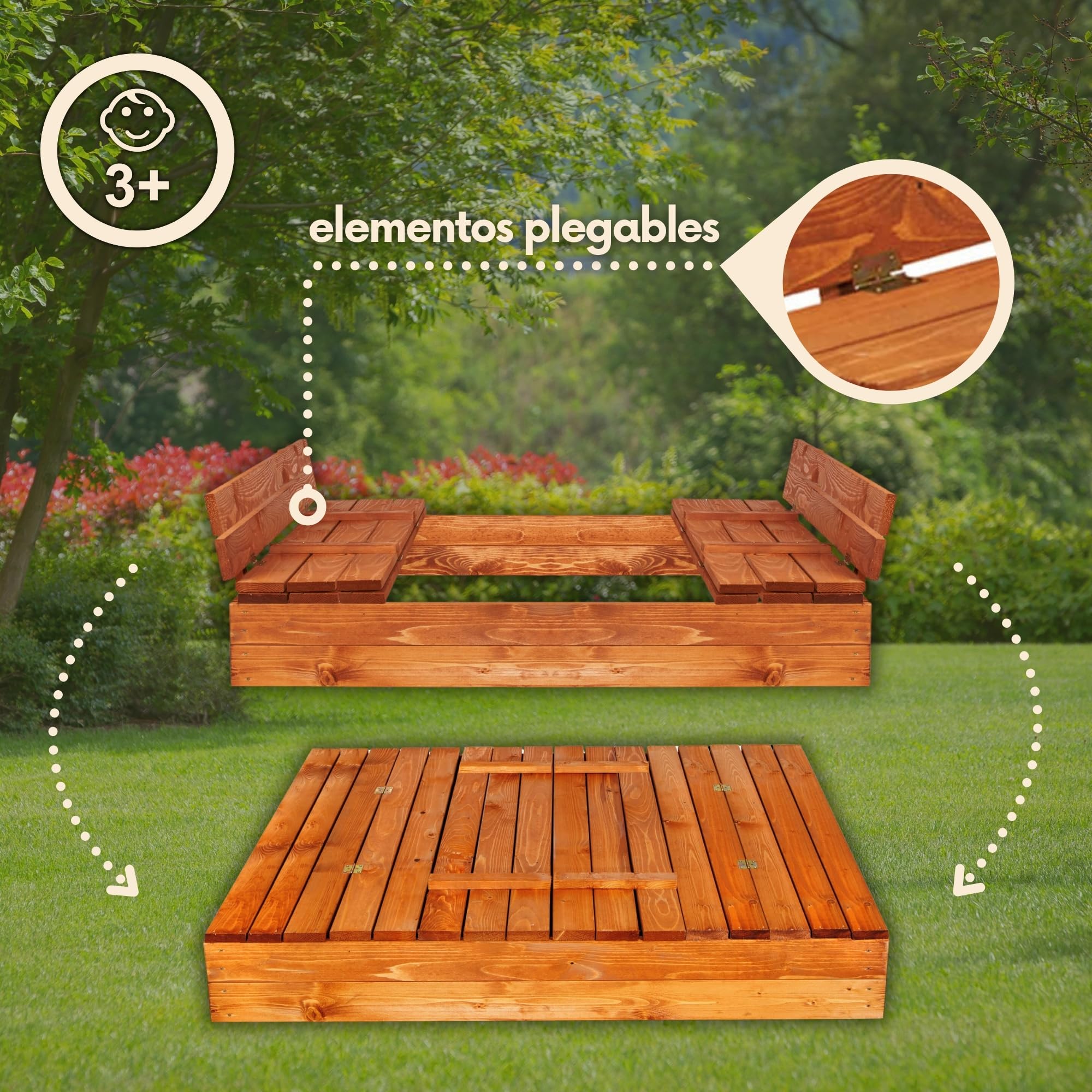 Caixa De Areia Crianças Arenero Cuadrado De Madera Con Bancos 150