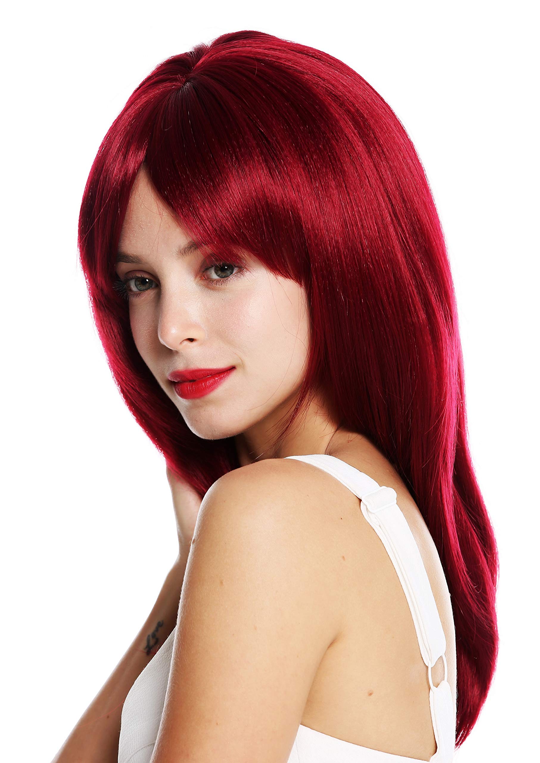 WIG ME UP - VK-48-1 quality women's wig shoulder length layered long fringe parted red wine red, Eggplant red (118), Länge: ca. 45 cm - Image 2