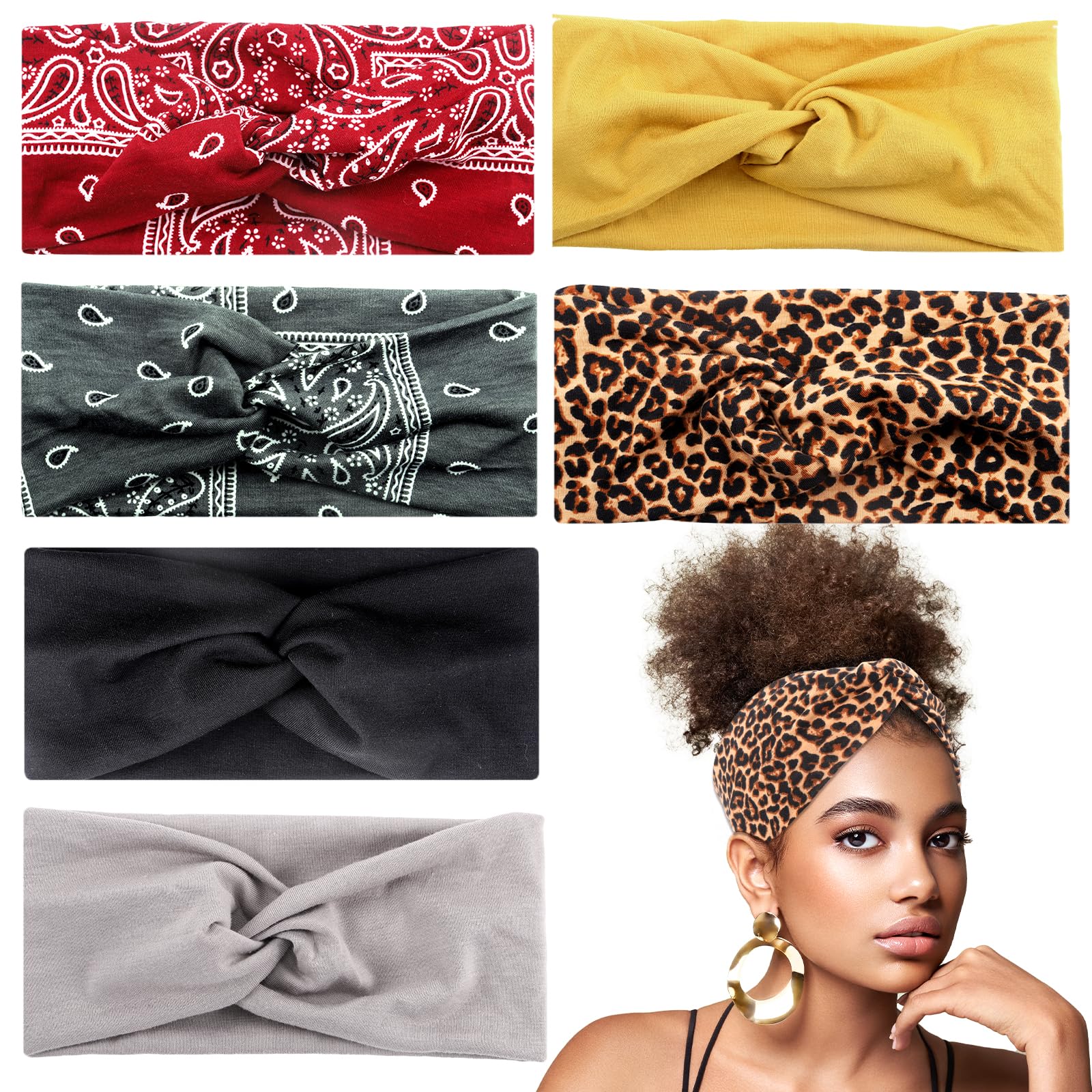 Huiguli 6 PCS Boho Headbands for Women's Hair