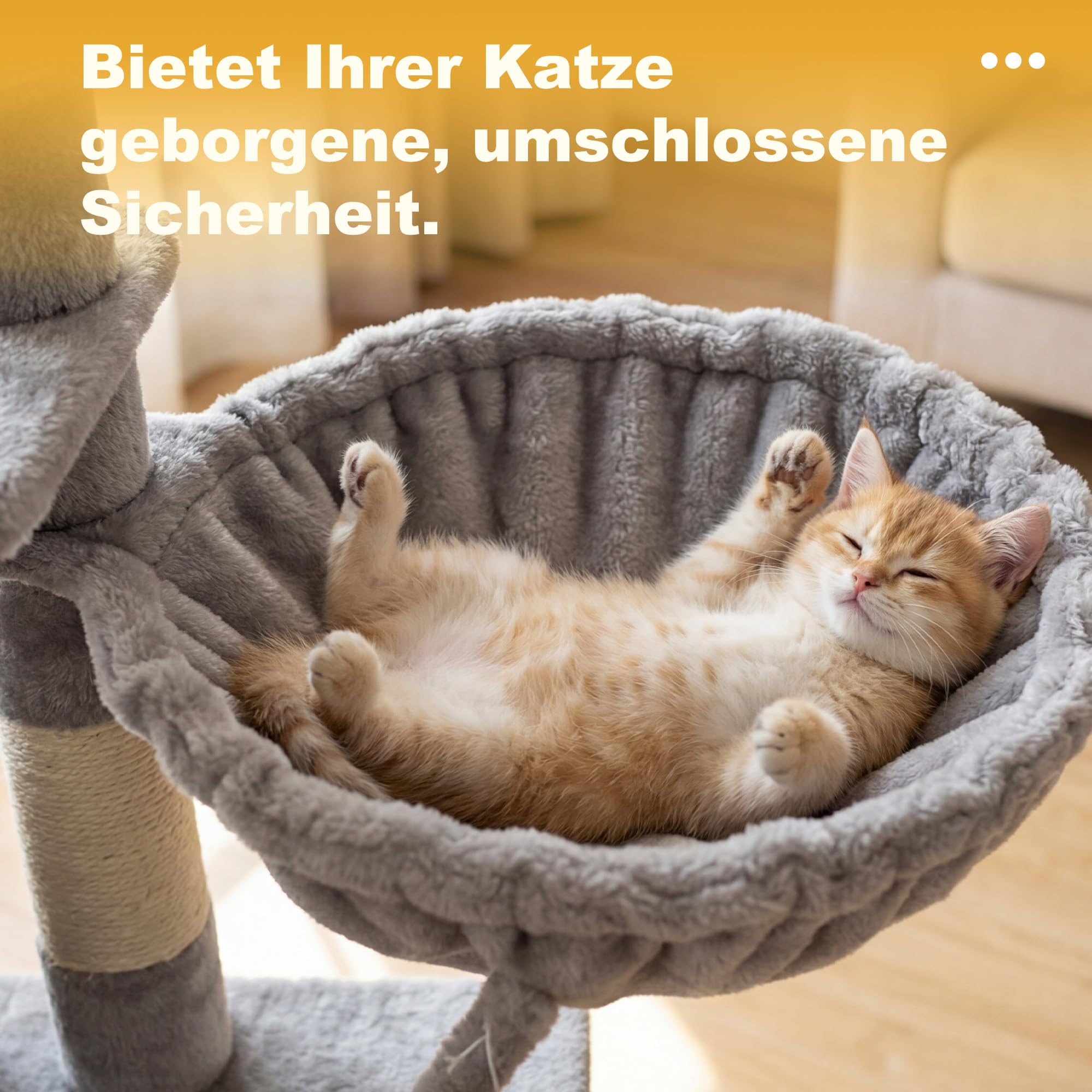 Hey-brother Tiragraffi per Gatti, con Cuccia, Topolino finto, MPJ004SW | 110cm Albero per Gatti Multilivello, Cesta, Piattaforme in Peluche, Pompon, Ideale per gattini da interno, Grigio Chiaro