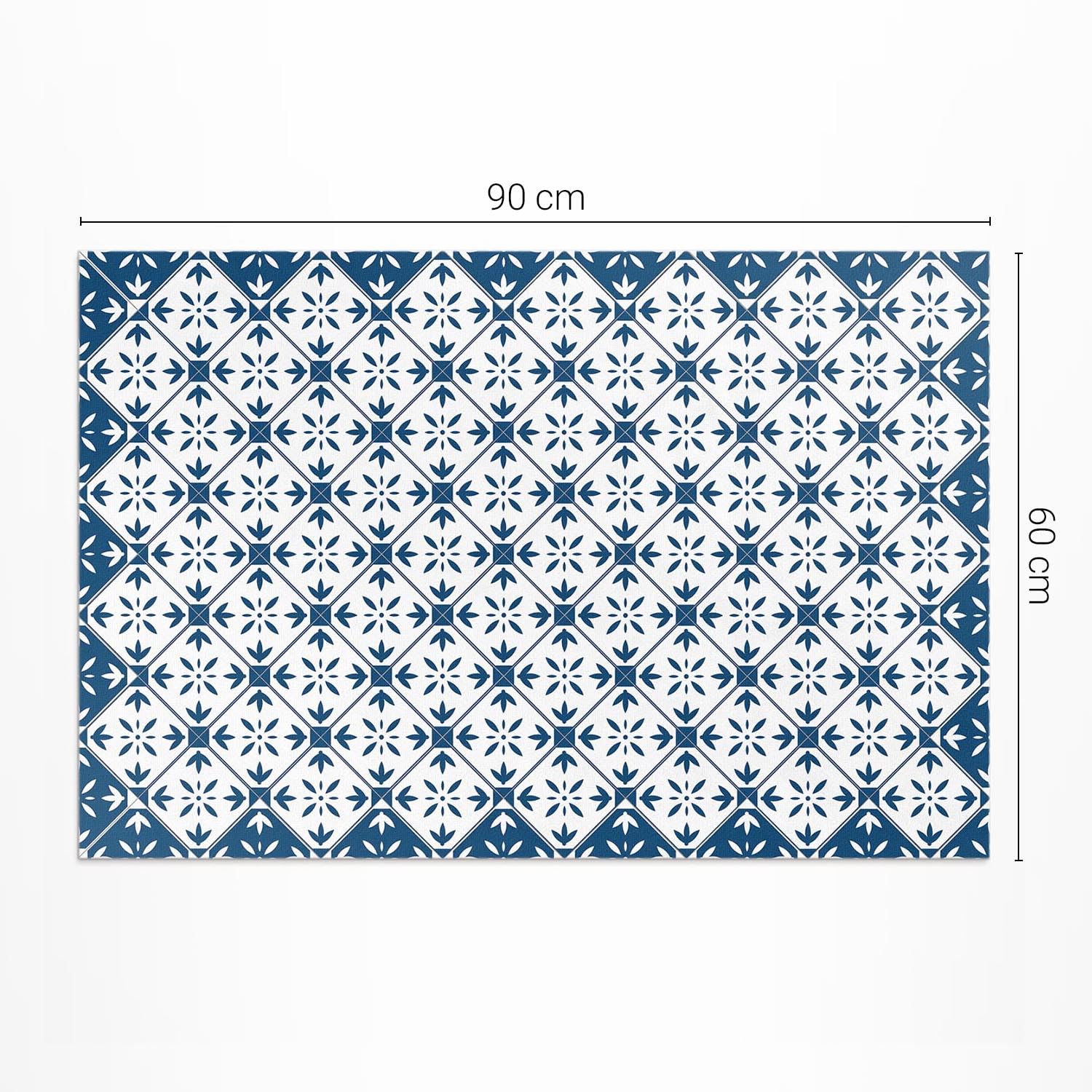 Alfombra de Vinilo 60x90 cm PCV de Material Sintético de Calidad Impermeable Decoración de Interiores para Cocina Salón y Dormitorio Fácil Limpieza Rectangular - Cubo rombo