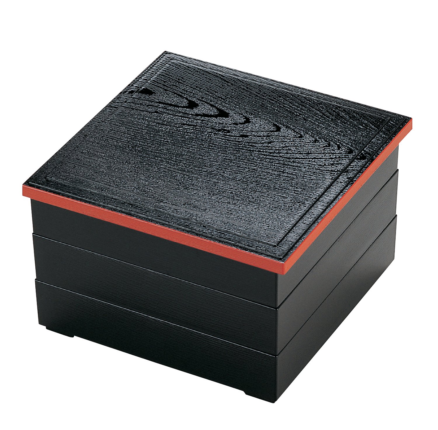 Amazon｜若泉漆器 3段重箱 7寸木目重 黒渕朱 (内黒) 1-460-22｜重箱