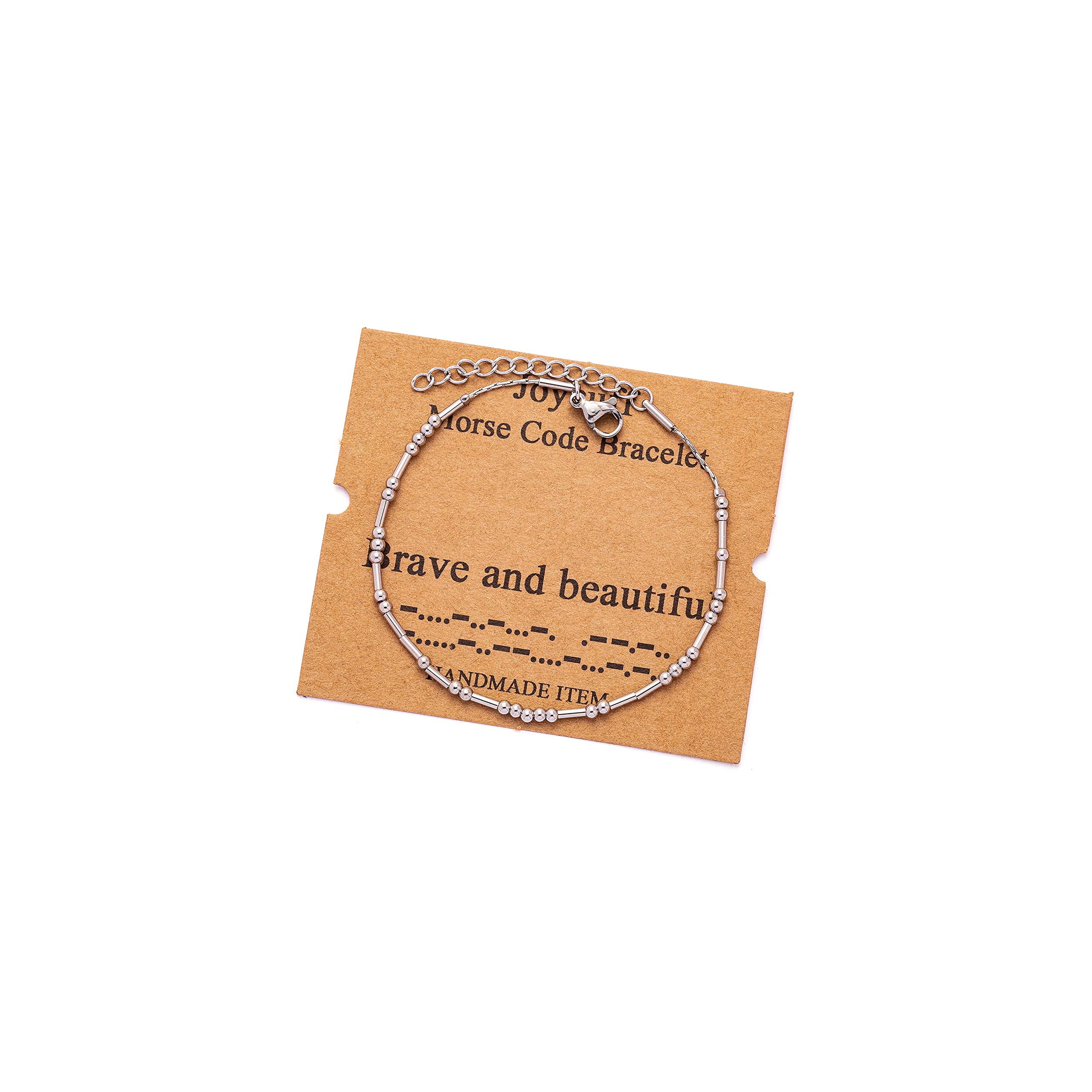 Morse Code Bracelets for Women, Gold Silver Stainless Steel Beads Bracelets