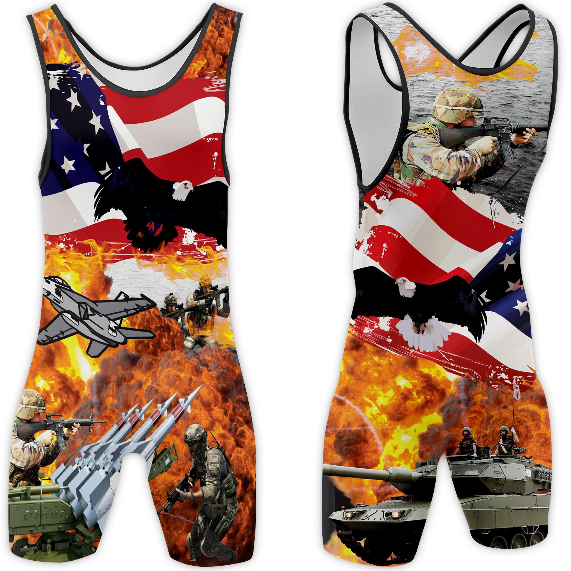 4 Time All American sublimated wrestling singlet, On Patrol, M 121-155 lbs. — image 1