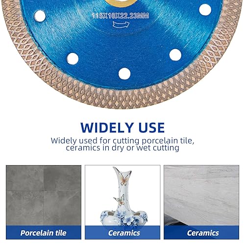 Miniatura 6 de GoYonder Hoja de azulejo de 4.5 pulgadas, hoja de sierra de diamante súper fina para cortar azulejos de porcelana, cerámica de mármol de granito