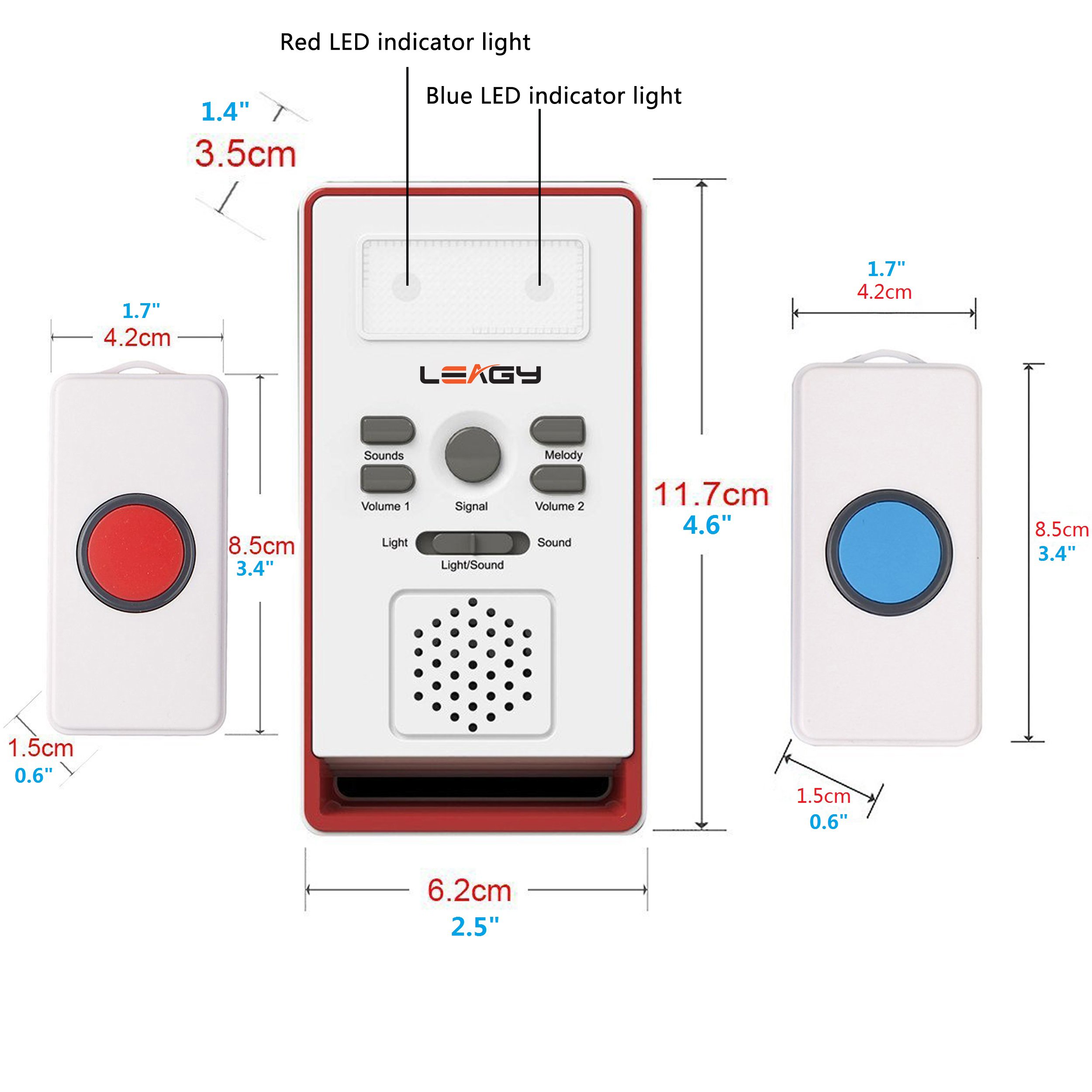 LEAGY 2 Call Buttons & Wireless Caregiver Pager, Nurse Call Button