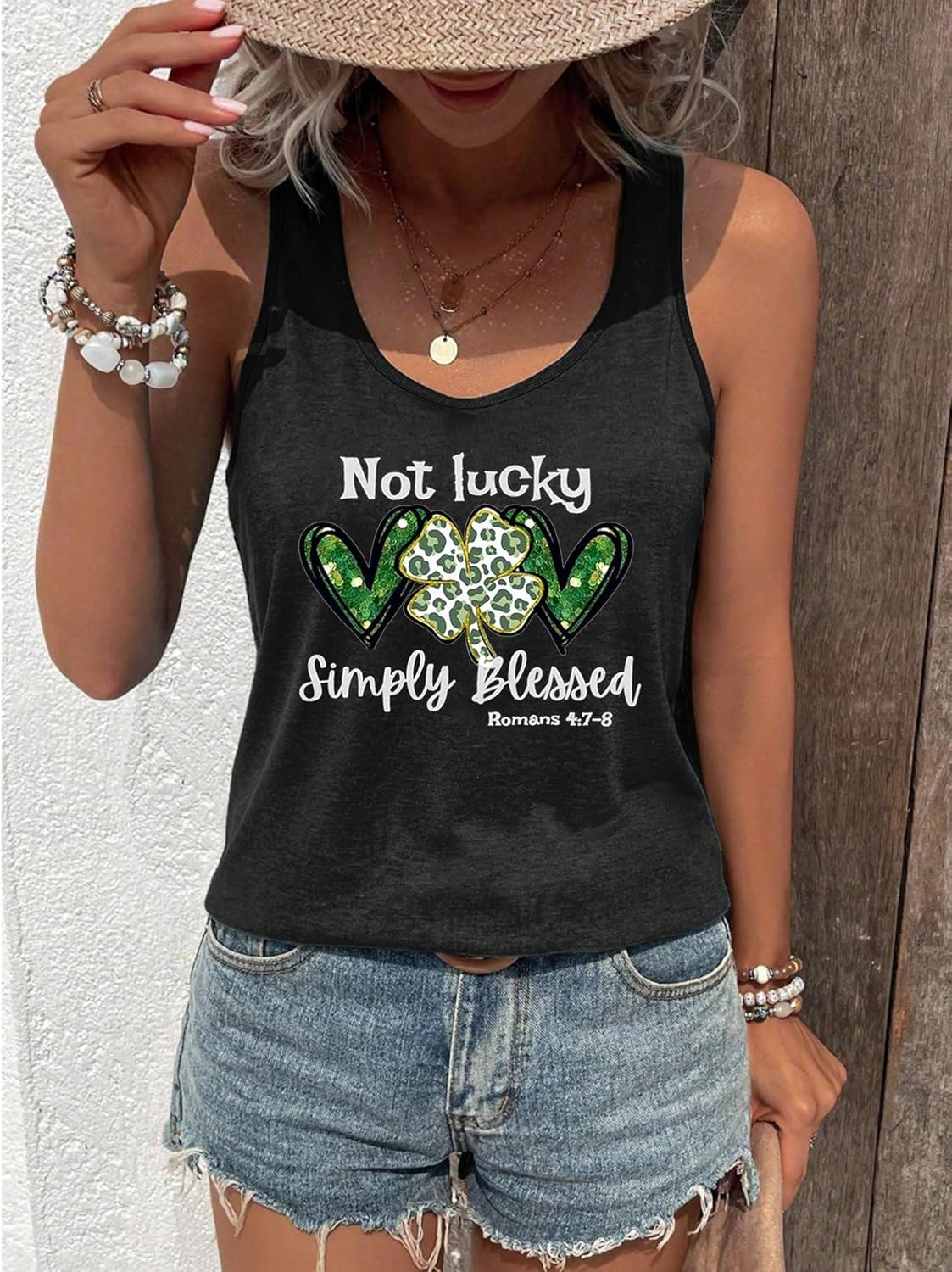 St Patricks Day Tank Tops for Women Irish Lucky Shirts Shamrock Graphic Racerback Tees Shirt St Pattys Day Camisole Tops - Image 3