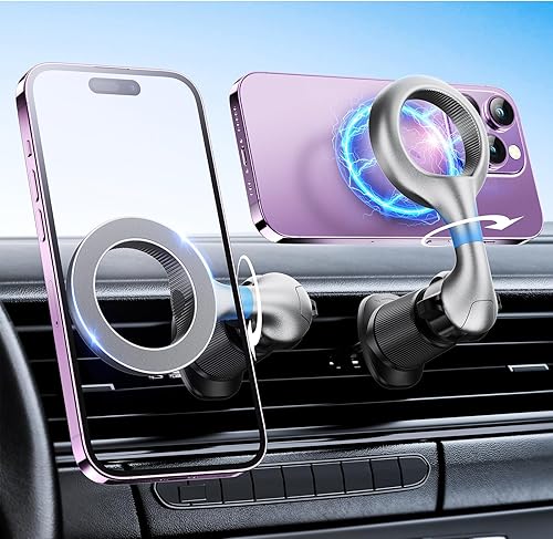 Miniatura 1 de TAZENI Fit Magsafe - Soporte de coche para iPhone con potente 20 imanes magnético para ventilación de coche, ultra flexible, soporte para coche,