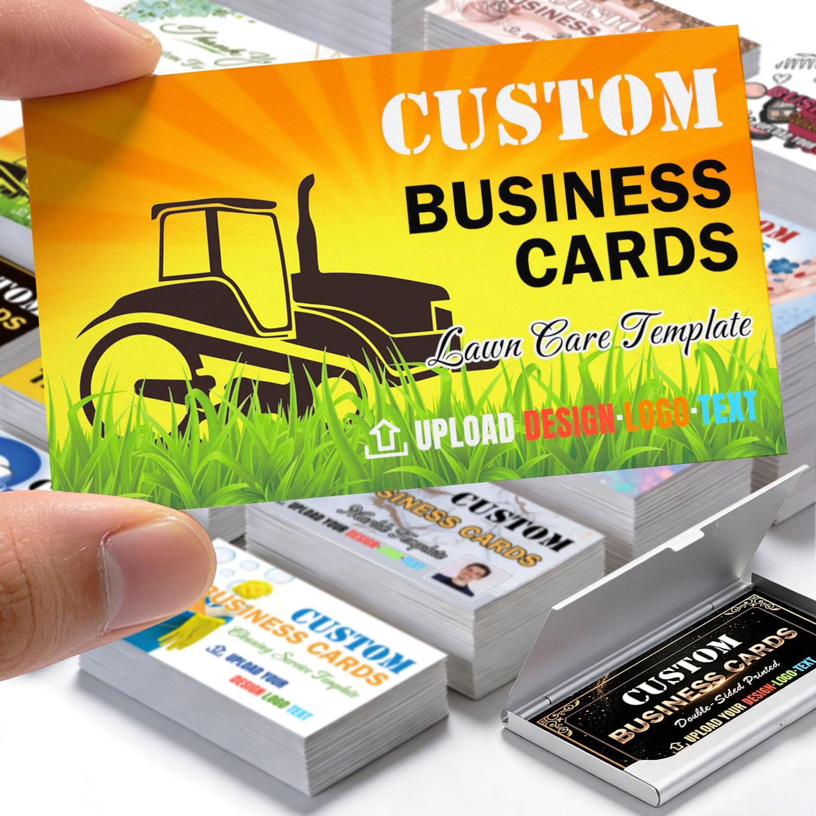 Custom Business Cards Personalised with Logo, 300gsm Waterproof Matte Paper Cards Customisable Double Sided Printed with QR Code Photo Text for Small Business and Events, 100-1000 Pcs