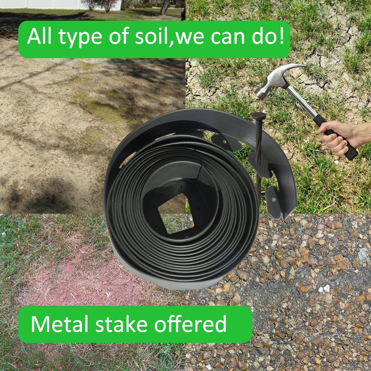 Landscape Edging Border No Dig, Plastic Edging for Landscaping, Garden Edging Border,Lawn Edging,Garden Borders,Flower Bed Edging,Rubberific Landscape Edging, Yard Edging (33feet Balck Tall Wall)