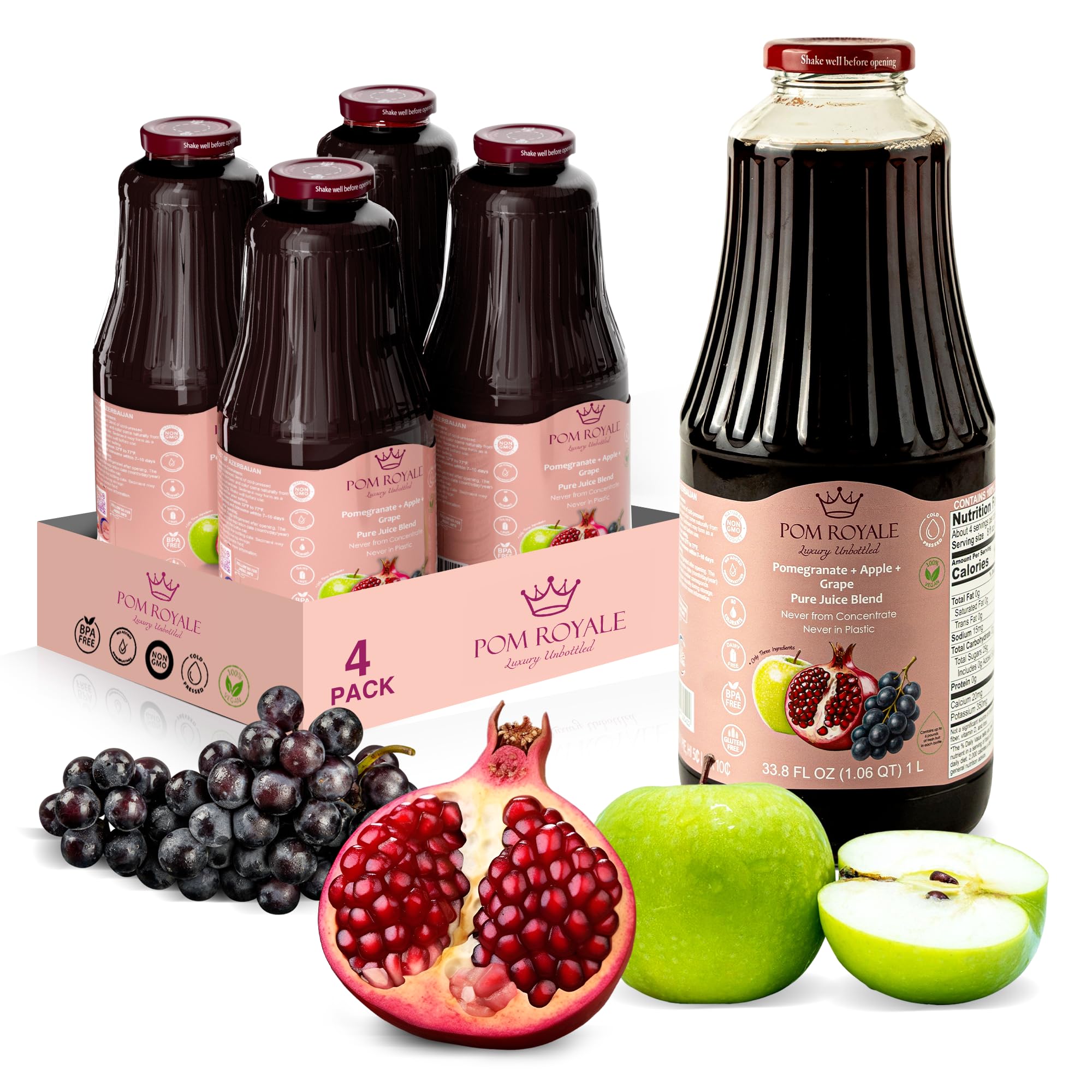 Pure Apple Juice, 8.4oz Glass Bottle (Pack of 12), Cold Pressed Juice, Not from Concentrate, Non-GMO, No Sugar Added, Gluten Free, Kosher Certified, Preservative Free — view 26