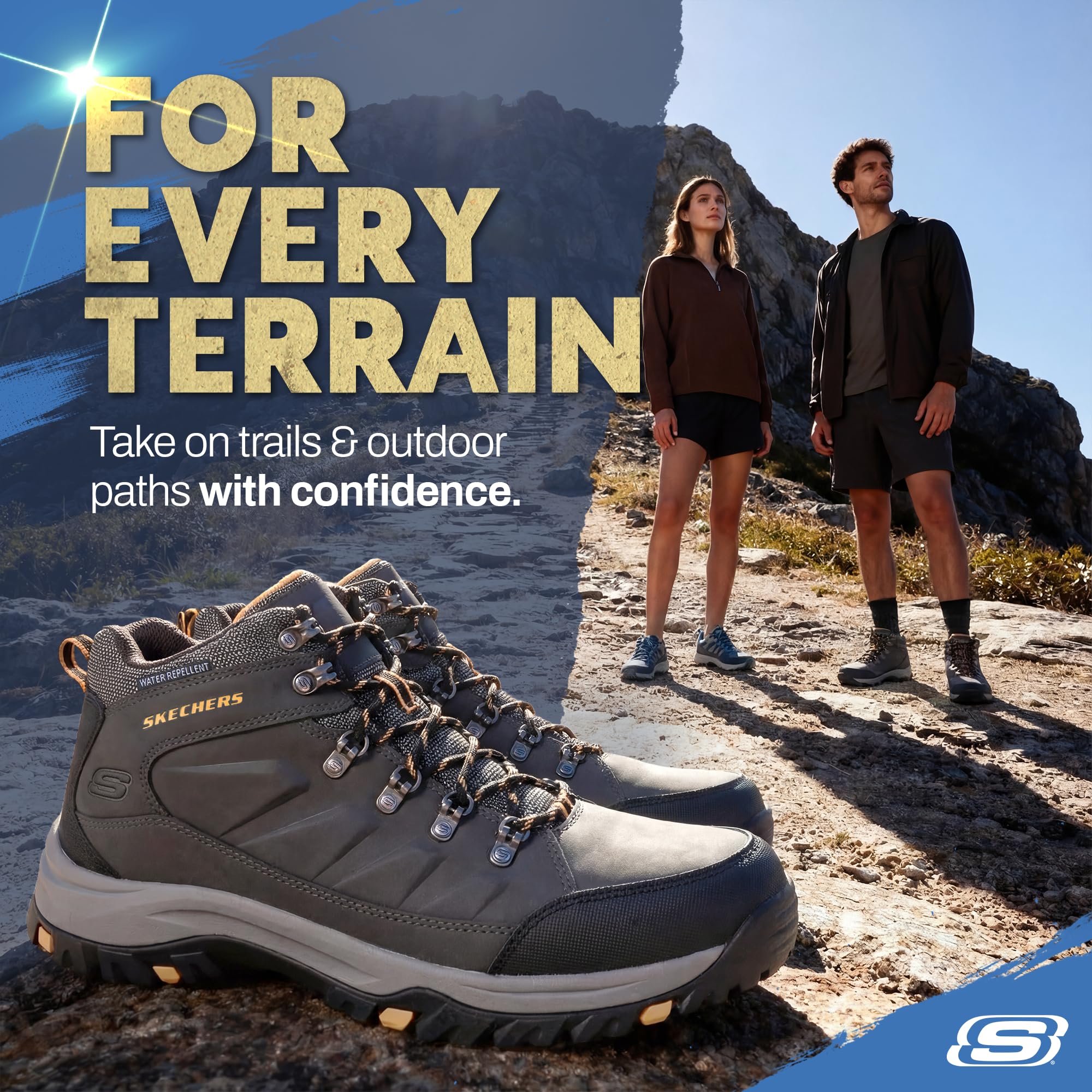 Skechers | Randonnée, coupe décontractée, mousse à mémoire de forme refroidie à l'air, hydrofuge, lacets