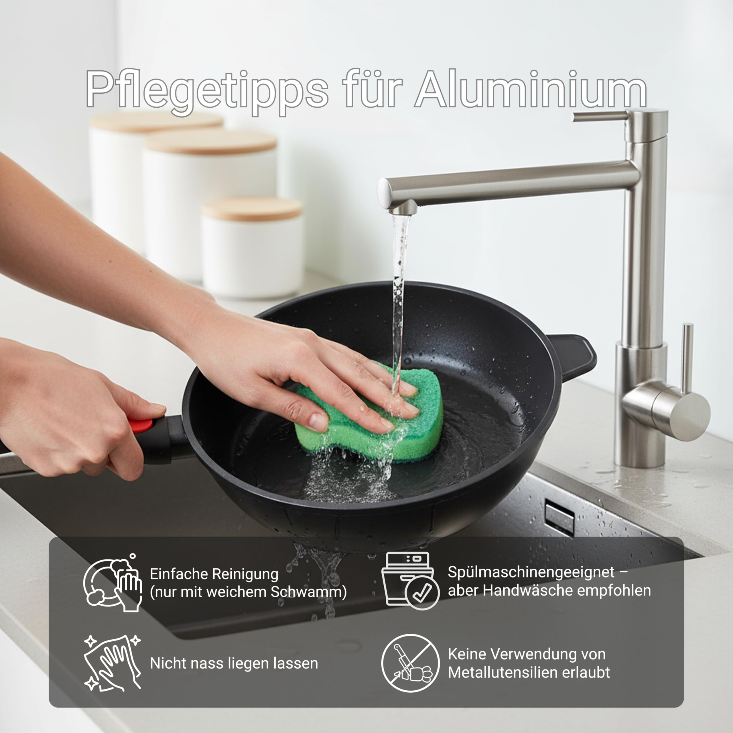 BIOL Schmorpfanne 28 cm mit Glasdeckel & hohem Rand – Antihaft Pfanne Induktion aus Aluminium, PFOA-frei, abnehmbarer Griff, für Braten & Schmoren
