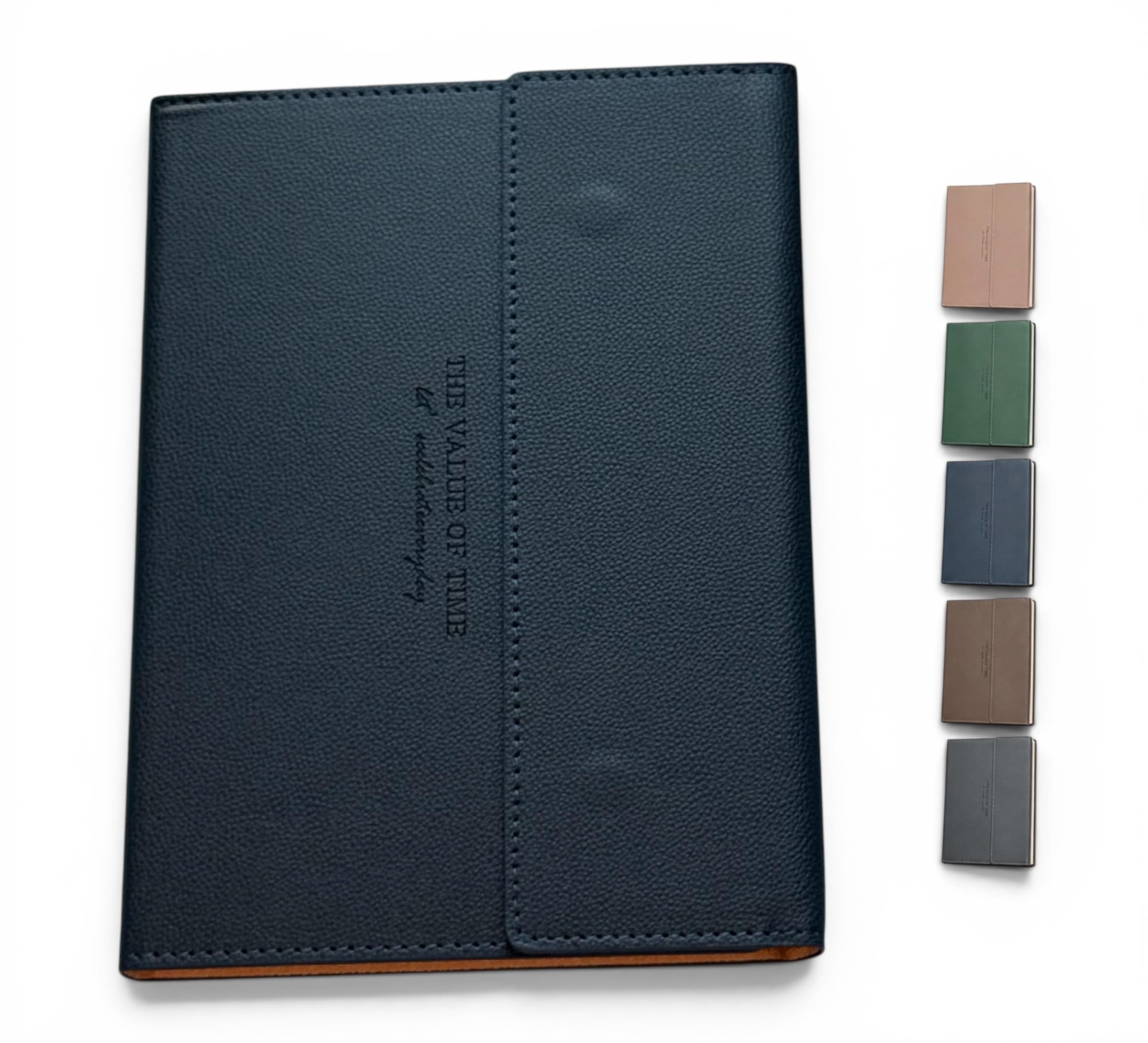 A5 PU Leather Notebook Midnight Blue Journal, 240 Pages (120 Sheets), Magnetic Closure, Lined Paper, Pen Holder Loop & Bookmark Ribbon, Daily Planner