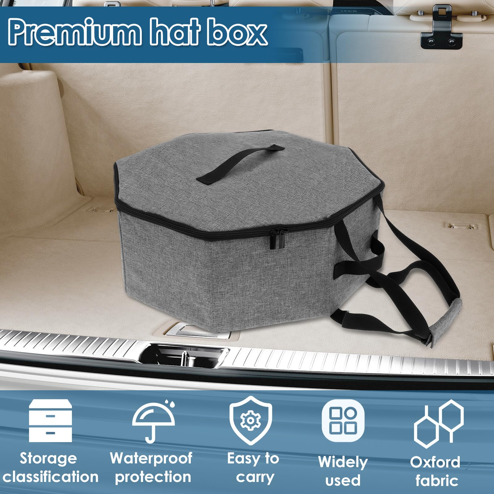 PieJoFpy Hat Box for Women & Men Storage, Hat Box for Travel, Collapsible Cowboy Hat Box Case for Closet with Handles, Portable Large Hat Organizer Box for Cowboy Hats Baseball Hats Fishermen Hats