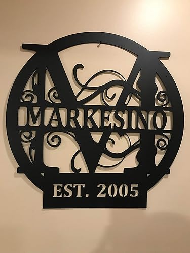 Miniatura 5 de Personalized Metal Monogram Sign EST. Wedding Gift. Family Name Sign. Outdoor Name Sign. Anniversary. Last Name Sign. Metal Sign. Front Door.