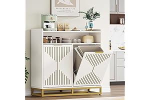 Unique Freestanding Gold Kitchen Trash Cabinet