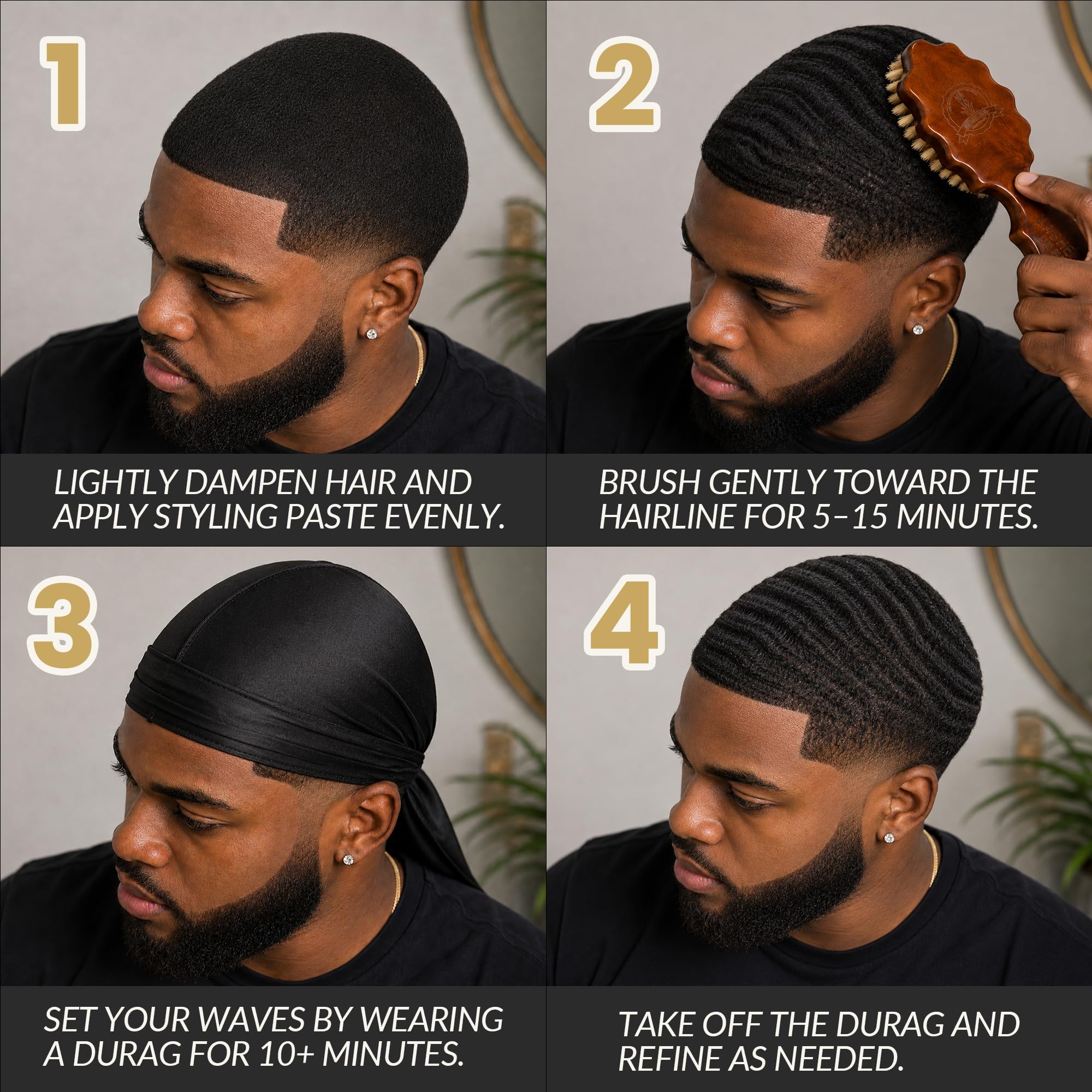 Kosher Cepillo de 2 ondas 100 % natural para plantas, duradero, cerdas fuertes, desenredantes para cabello rizado, grueso, áspero, ondulado y todo tipo de cabello, desenredante afro texturizado para