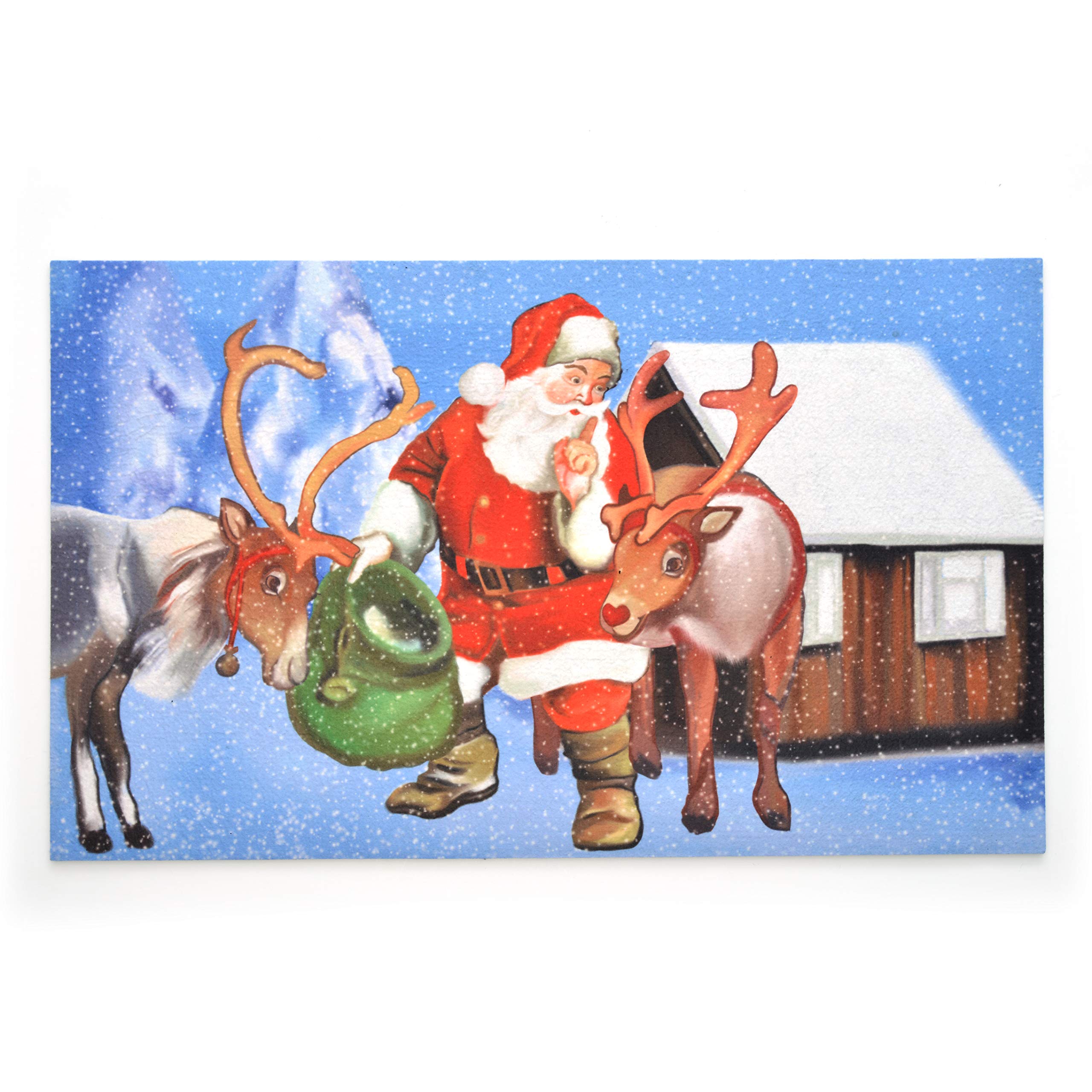 ( pack 3) STRB-15798-12 Recycled Rubber Doormat Eco-Friendly Holiday Floor Mat, 18" x 30", Secret Santa