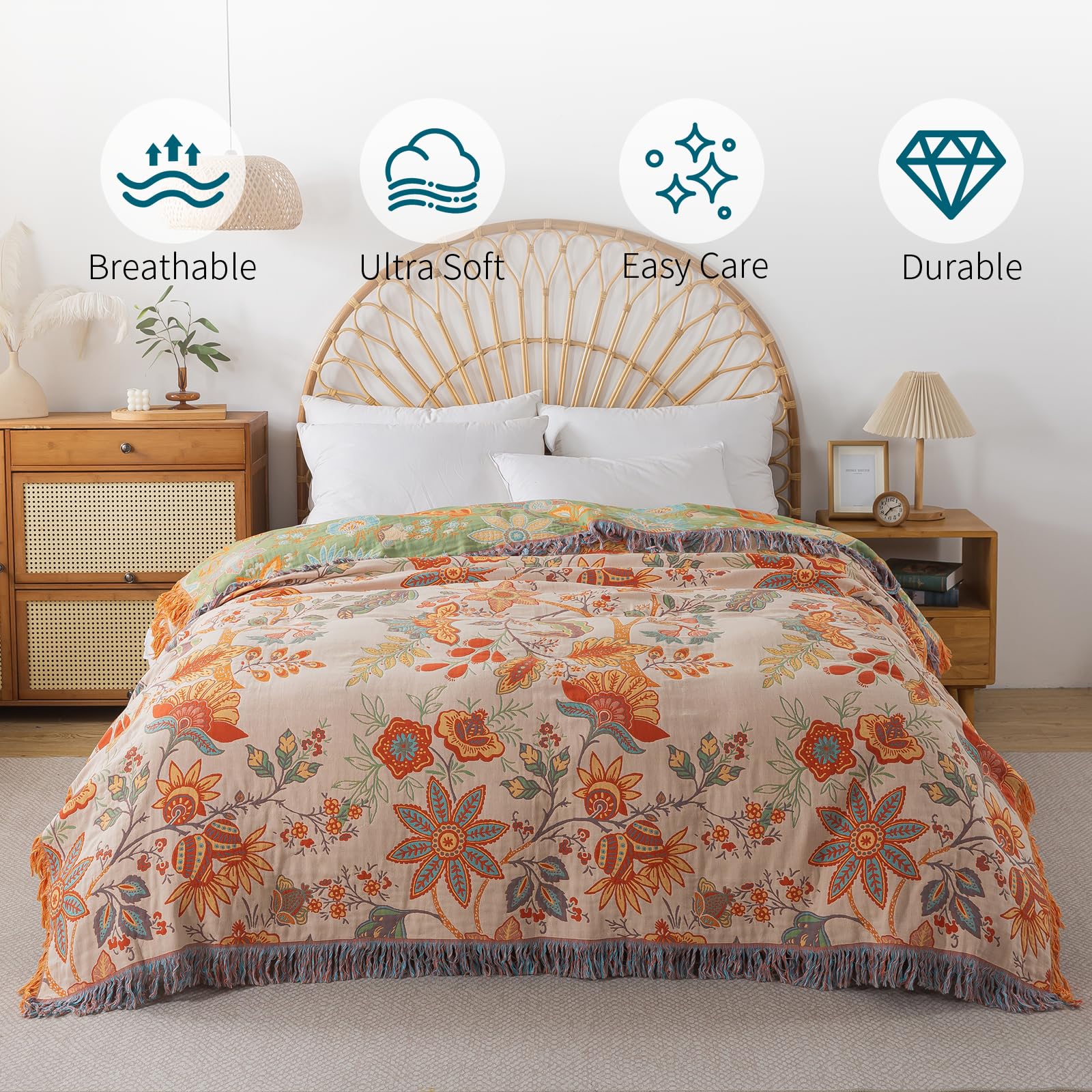 Boho Throw Blanket for Bed - Image 3