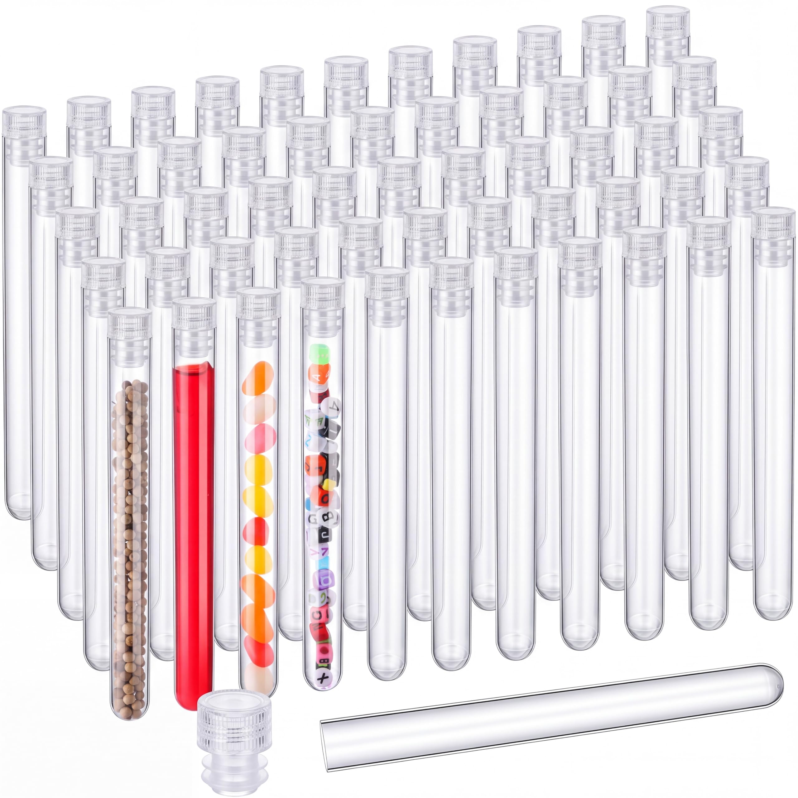 100 Plastic Test Tubes with Caps - 25ml -9