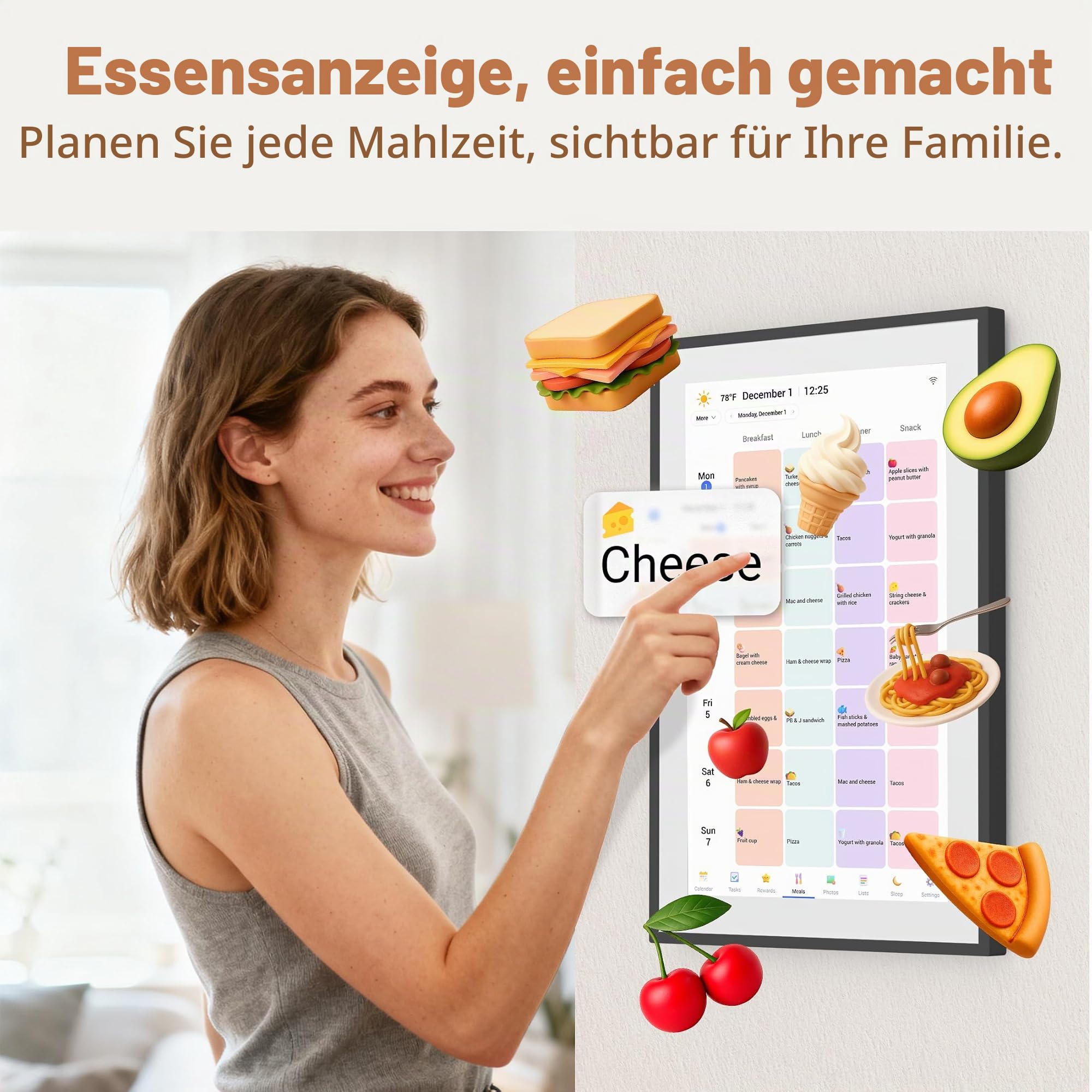 Dragon Touch 14 Zoll Digitaler Kalender Wand - 1920 * 1080 FHD Elektronischer Wandkalender Familienplaner mit 32GB Speicher und Wandhalterung, Touchscreen Intelligenter Tischkalender-Schwarz