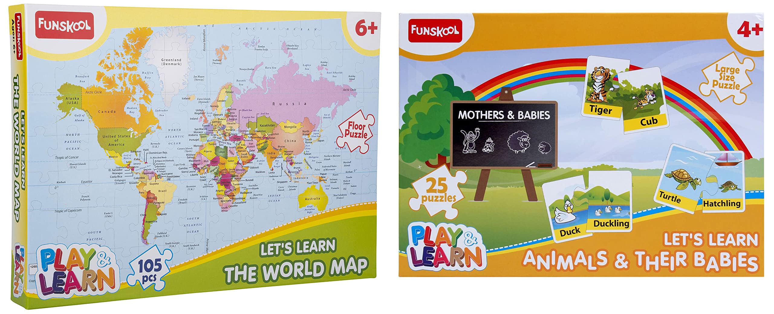 Funskool - Play & Learn -World Map & Funskool Play & Learn-Animals & Their Babies, 25 Pieces,4+ Years (B0BMTV6G1R) Amazon Price History, Amazon Price Tracker
