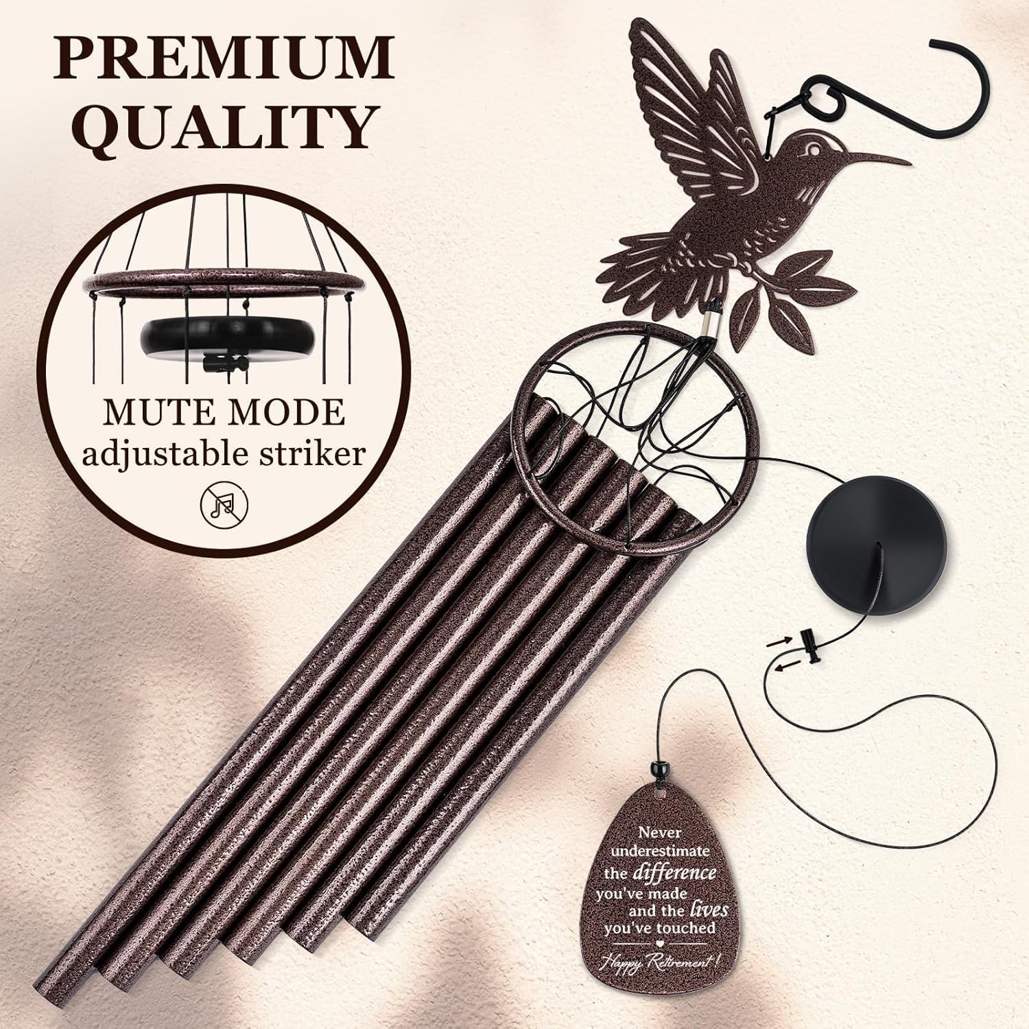 SteadStyle Retirement Gifts for Women Men - Best Retirement Wind Chime, Farewell Going Away Goodbye Gifts for Coworkers, Teacher, Boss, Nurse, Veterans Large Size Wind Chime 37 in - Image 6