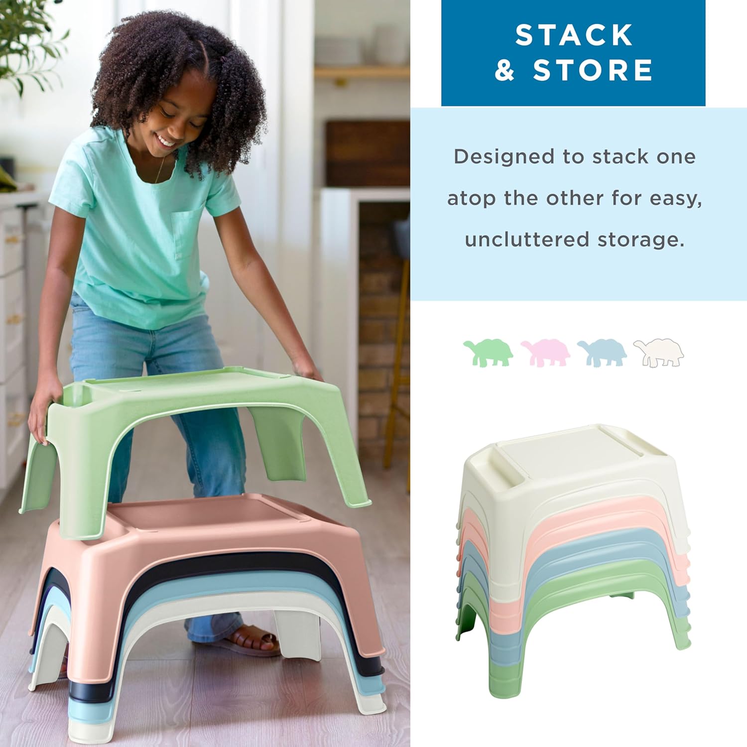 LAPGEAR Turtle Table Kids Flexible Seating Lap Desk Tray with Storage for Snacks, Play, Classroom, and Sensory Activities - Assorted Pastels - Pack of 8 - Style No. 20120