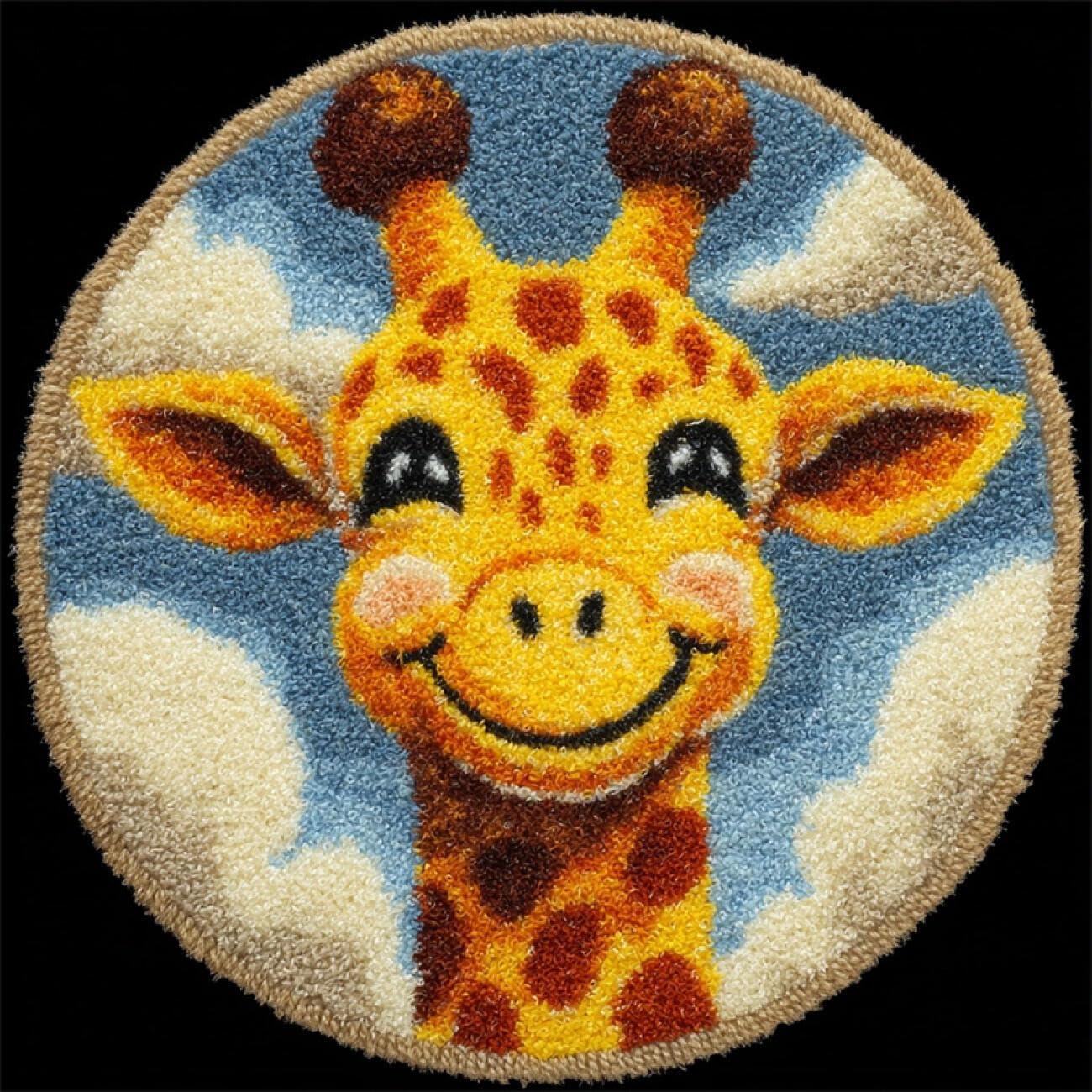 Kitquiver Rug Making Kit for Adults Cartoon Giraffe 80x80cm
