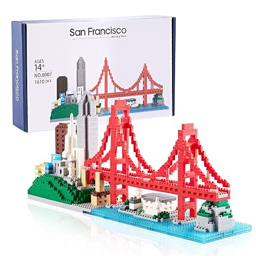 LUKHANG San Francisco Skylines Building Set Model Kit - Engaging Architecture Gift for Kids & Adults, Micro Mini Blocks, 1610pcs+ | Aesthetically Pleasing, Fun & Compact