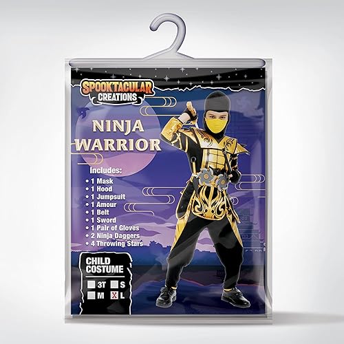 Miniatura 6 de Spooktacular Creations Disfraz de ninja para niños, disfraz de ninja con accesorios de ninja, juguetes para disfraz de Halloween