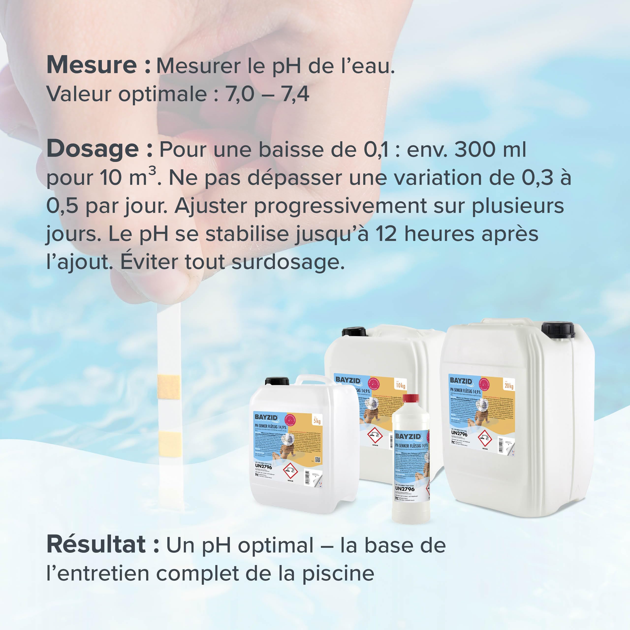 Bayzid pH Moins Liquide 14,9% 1 x 20 Kg Abaisseur de pH pour Piscine