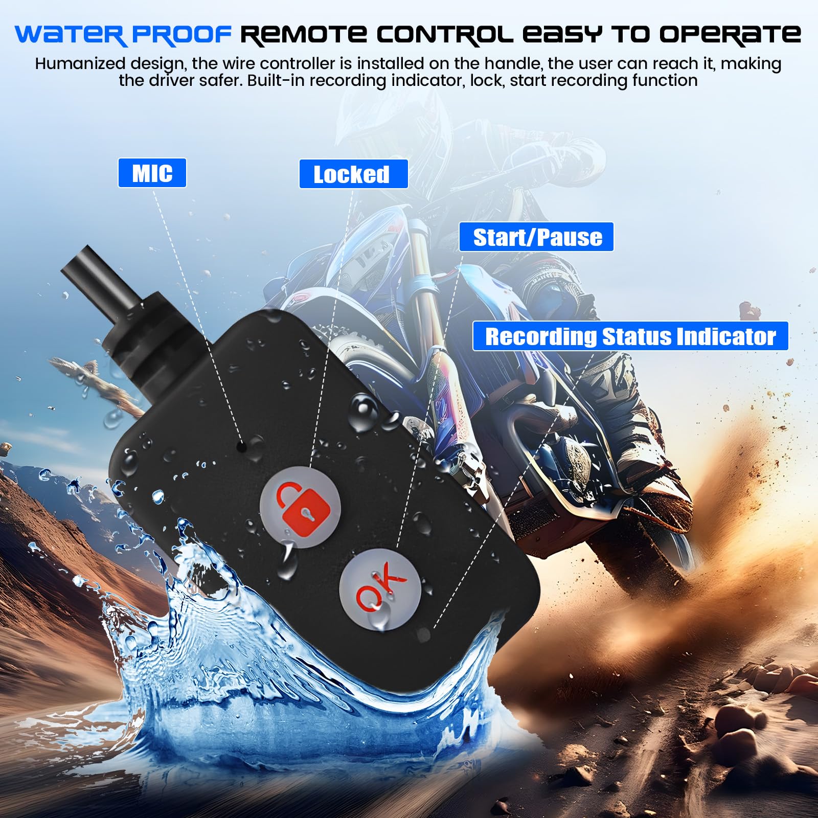 【Novedad 2026】 Camecho Dashcam 1080p para Moto con cámara Delantera y Trasera, Pantalla IPS HD de 2 Pulgadas, cámara para Moto con certificación IP65, Dash CAM para Motocicleta