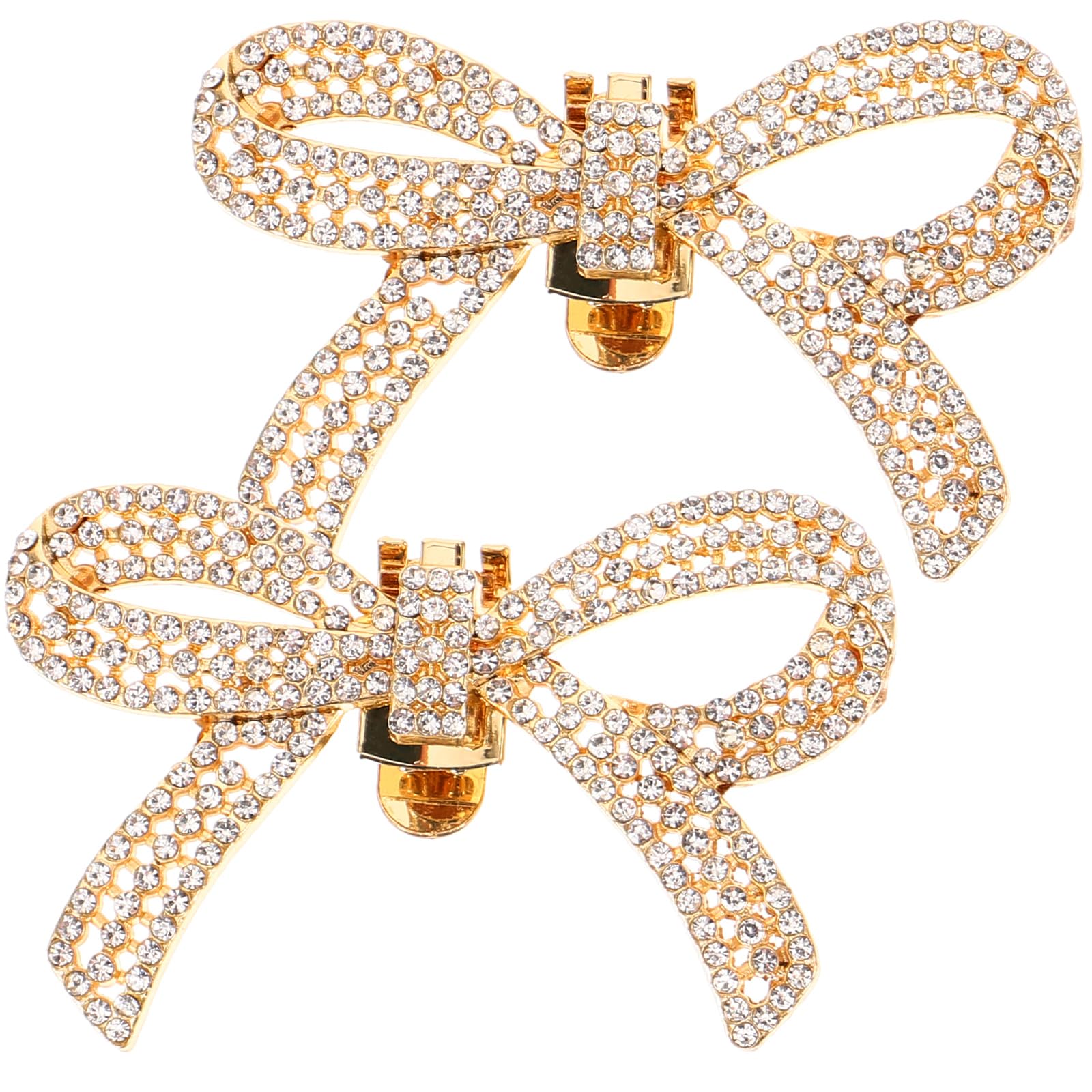 USHOBERhinestone Bow Shoe Clips 1 Pair Shoe Charms Decorative Shoe Buckle Shoe Clips For Pumps Wedding Shoe Charms Bow Shoe Buckles Detachable Bow Heels Accessories