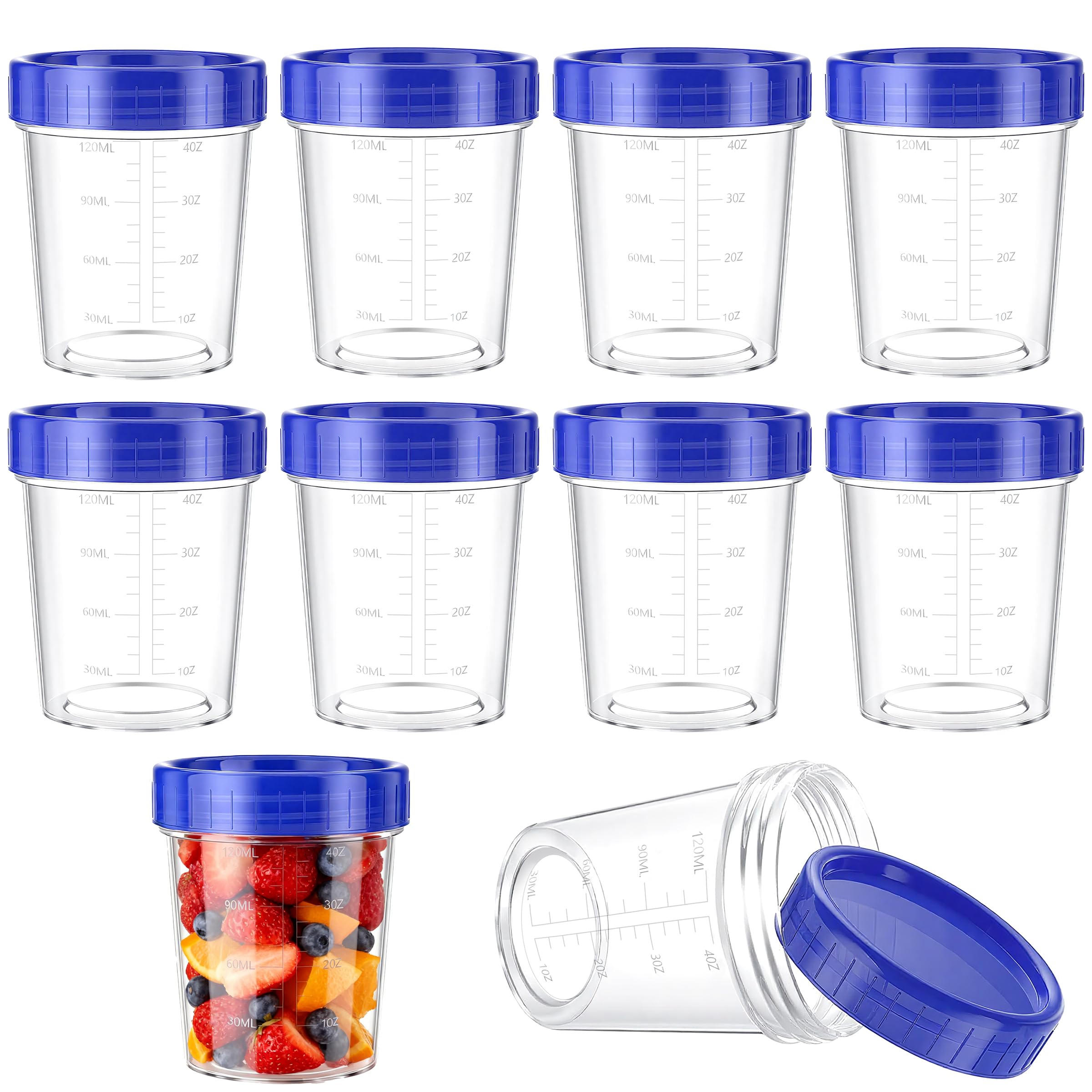 10Pcs Small Food Containers with Graduation, Fruit Snack Lunch Boxes