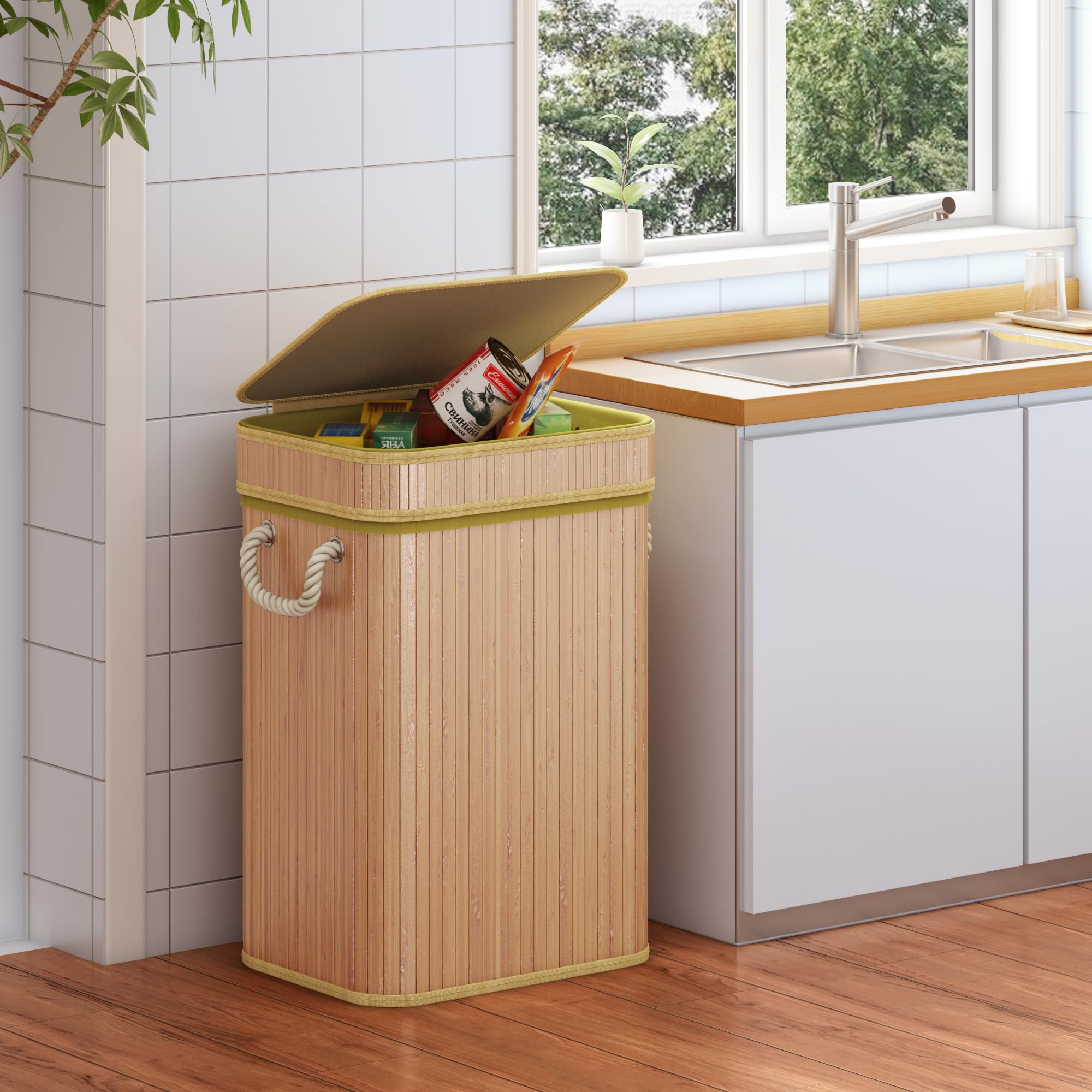ADEL DREAM Mülleimer Bambus-Müllsackhalter Der praktische Müllsackhalter