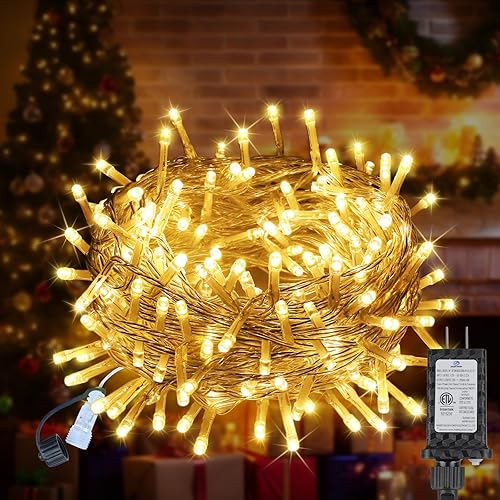 Miniatura 8 de Luces de Navidad enchufables de 33 pies, guirnalda de 100 luces LED, con temporizador y 8 modos, iluminación para interiores y exteriores, para