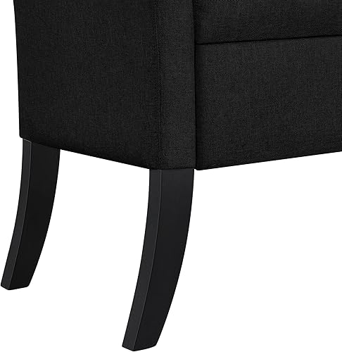 Miniatura 7 de Topeakmart Otomana moderna de almacenamiento con brazos enrollados, color negro, tela de lino, capacidad de 300 libras Negro -,Marrón