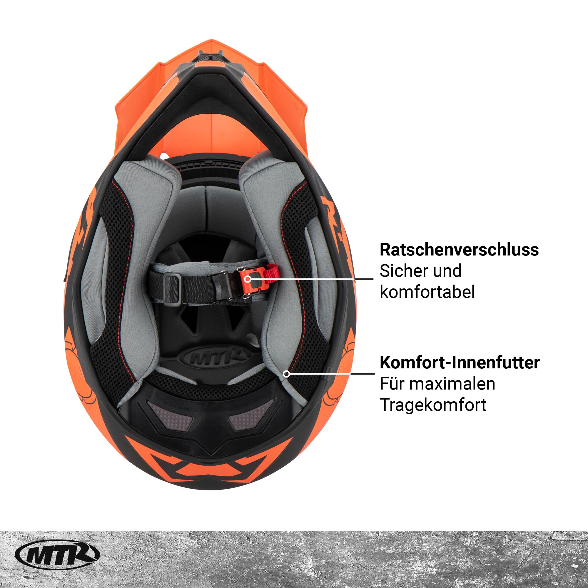 MTR X6B Evo Motocross Helm, ECE 22.06 Geprüfter Motorradhelm, Crosshelm ohne Visier, Cross Helm Motorrad mit Belüftung & Entlüftung, Downhill Helm Geeignet als Fullface Helm MTB, XS-XXL