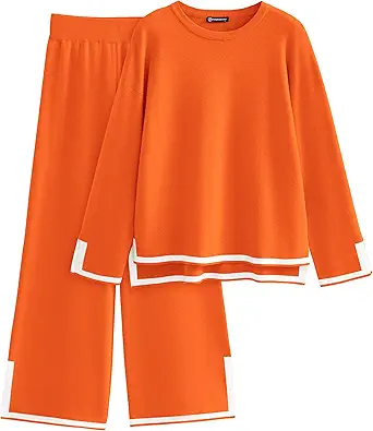 PRETTYGARDEN Women's 2 Piece Fall Knit Sweater Set Long Sleeve Tops Wide Leg Pants Sweatsuit Tracksuit Outfit Winter Clothing