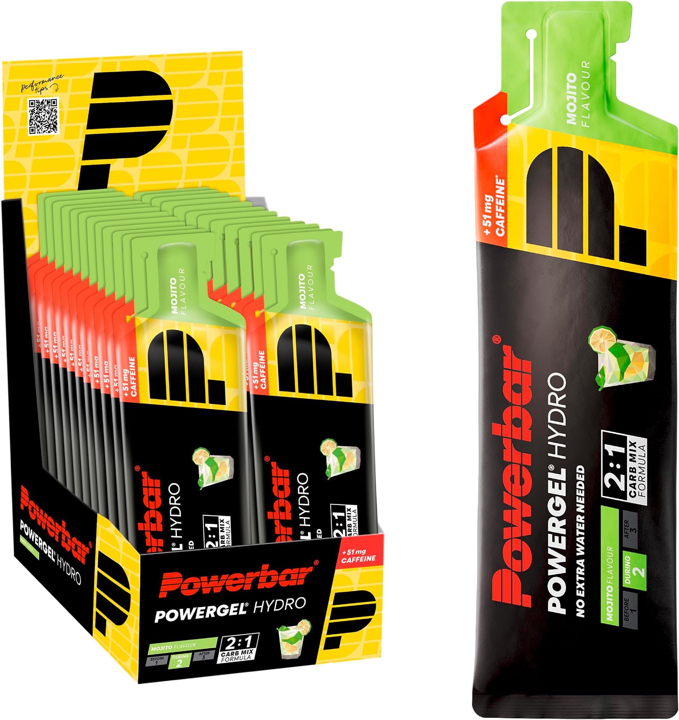 Powerbar PowerGel Hydro (24x67ml) Mojito (with Caffeine) - Energy & Endurance - Energy Gels