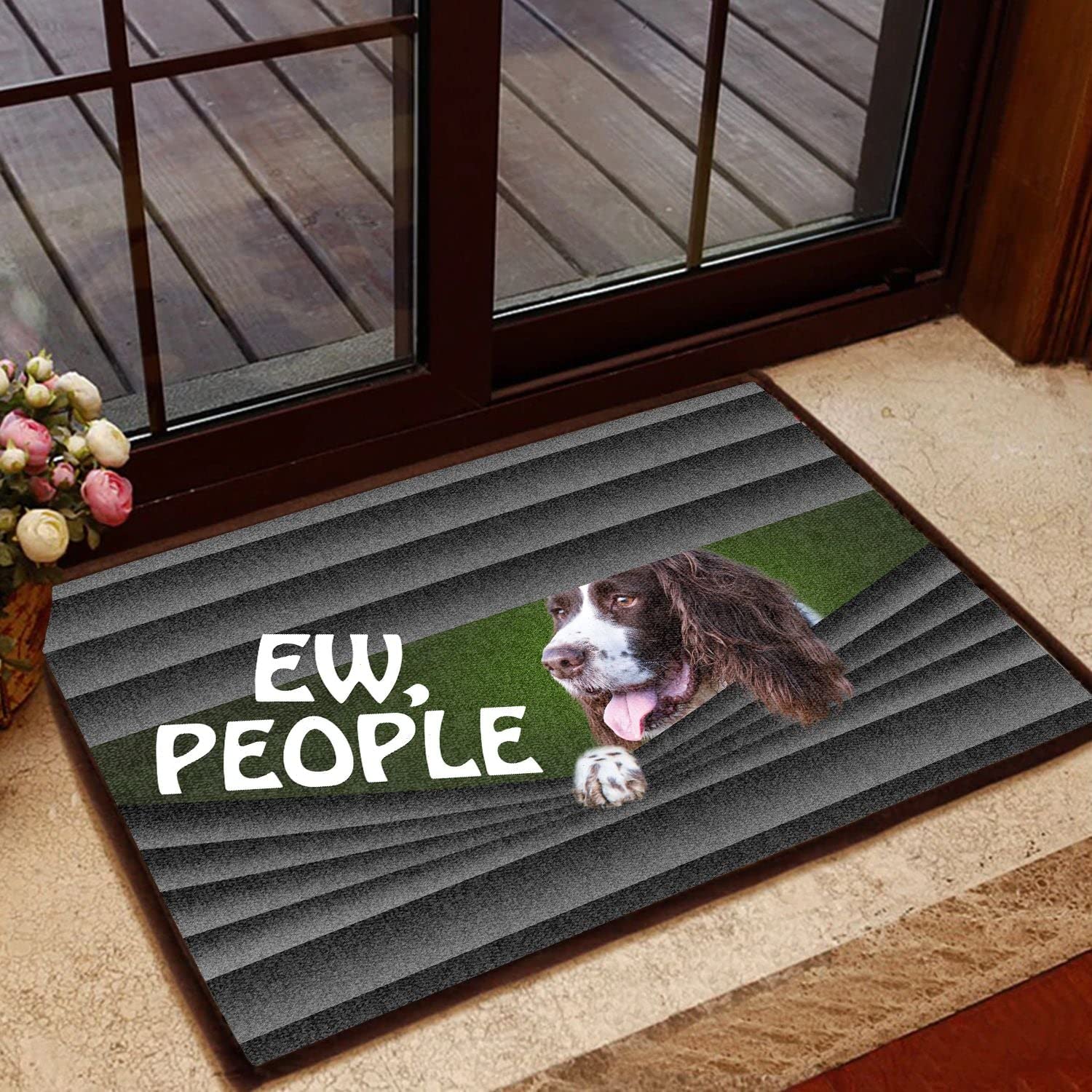 Traqunn English Springer Spaniel Ew People Dog Doormat,Springer Spaniel Dog Lovers Home Decorative Welcome Doormat 24X16 In